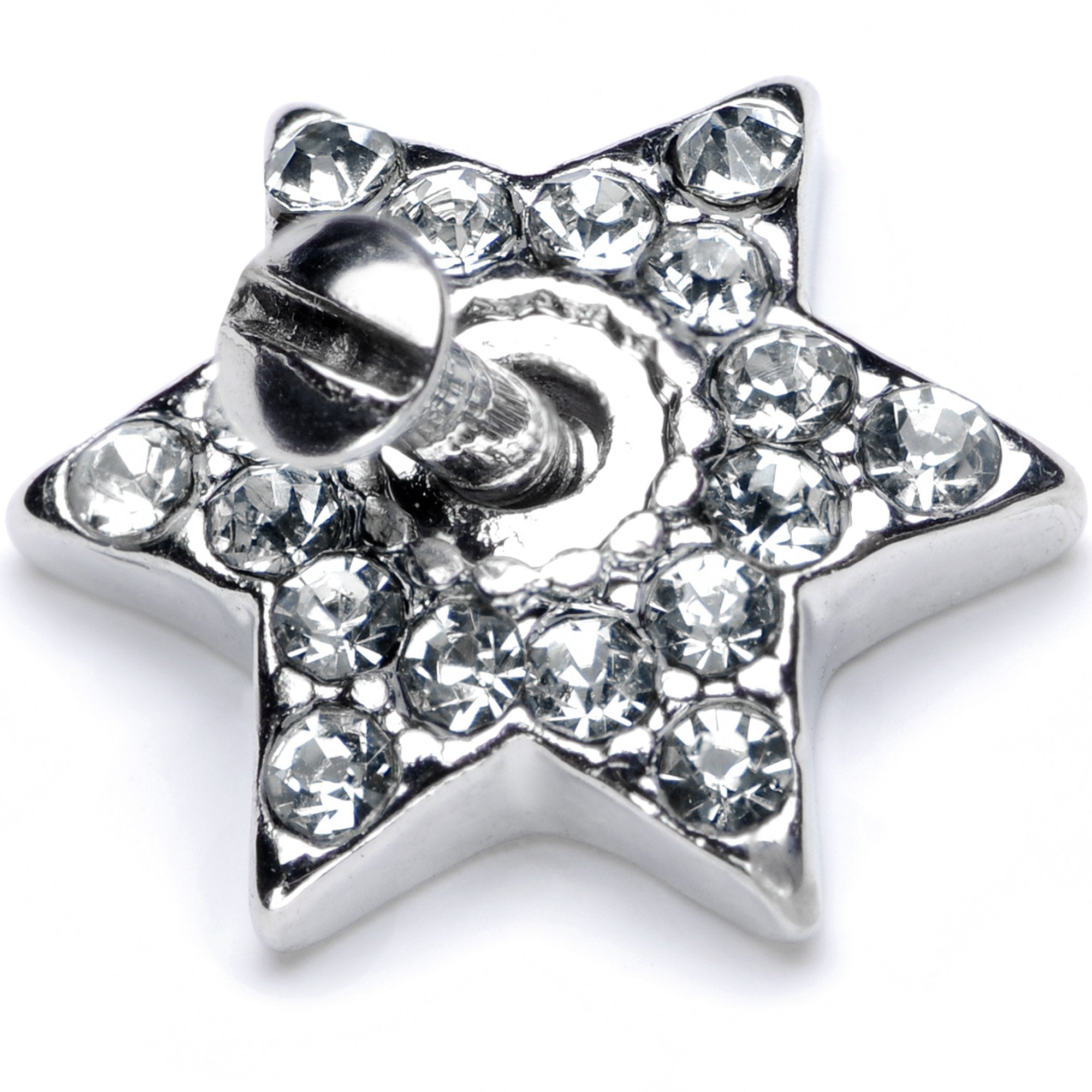 14G Clear Gem 10mm Six Point Star Dermal Top