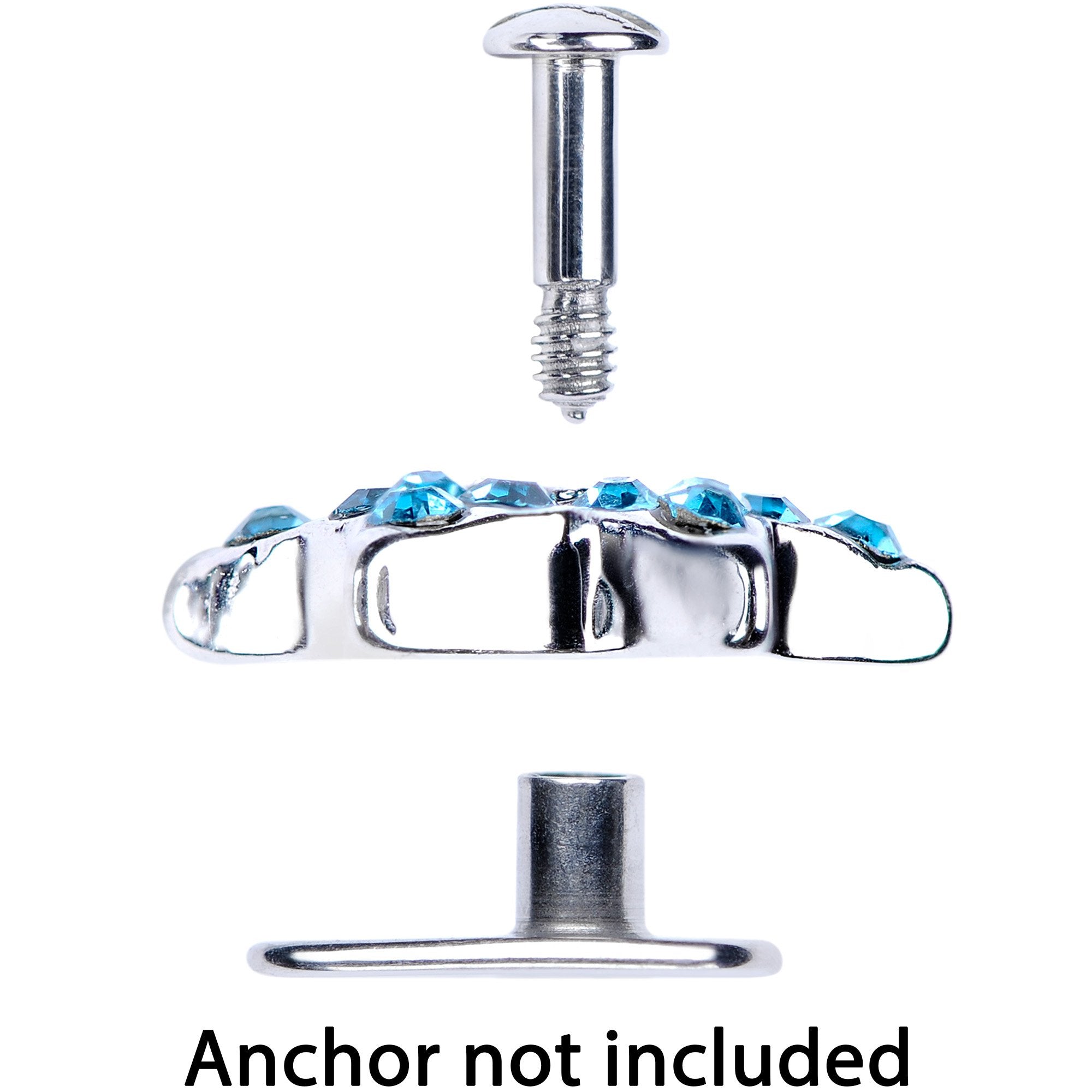 14G Aqua Gem 10mm Six Point Star Dermal Top