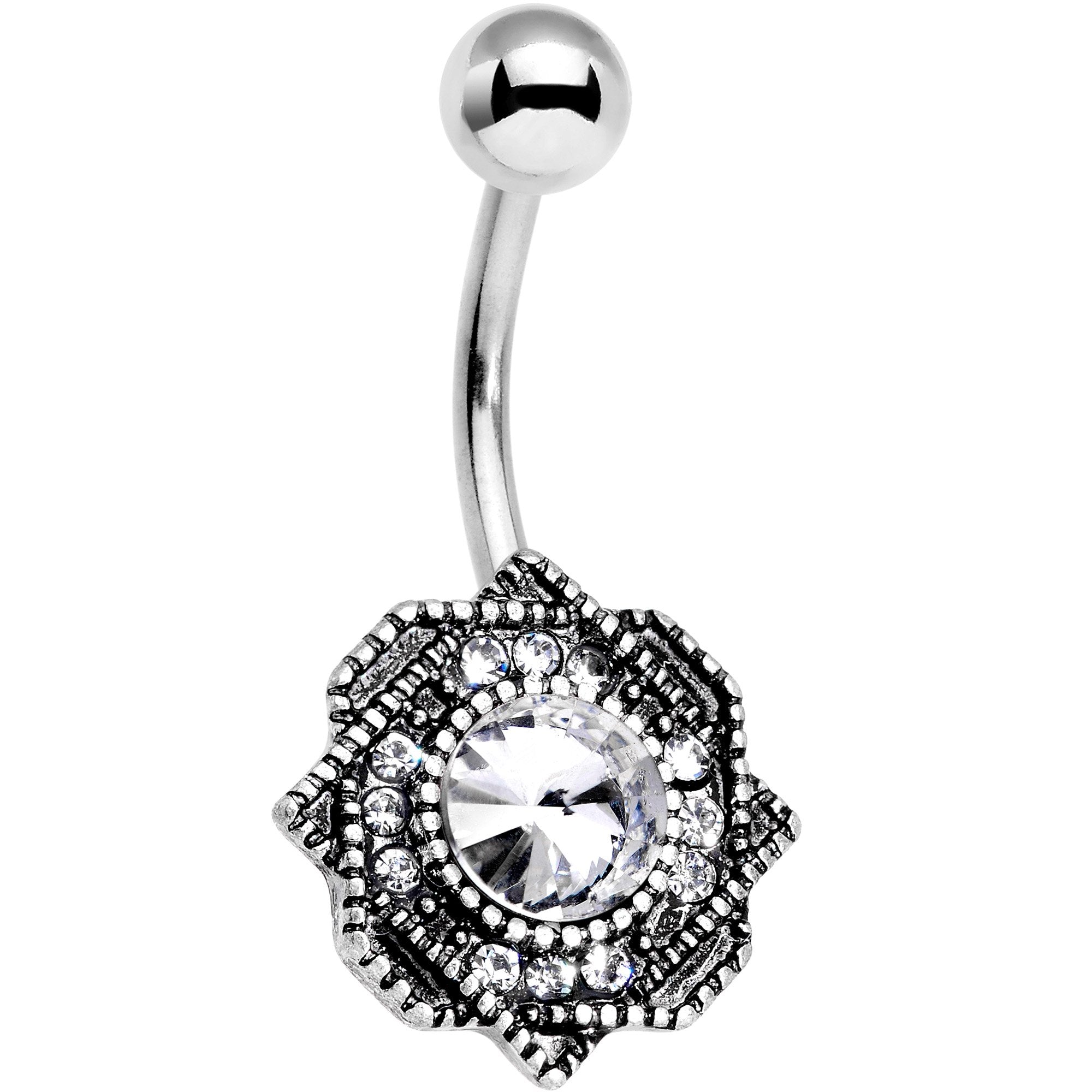 Clear Clear Gem Sophisticated Star Belly Ring