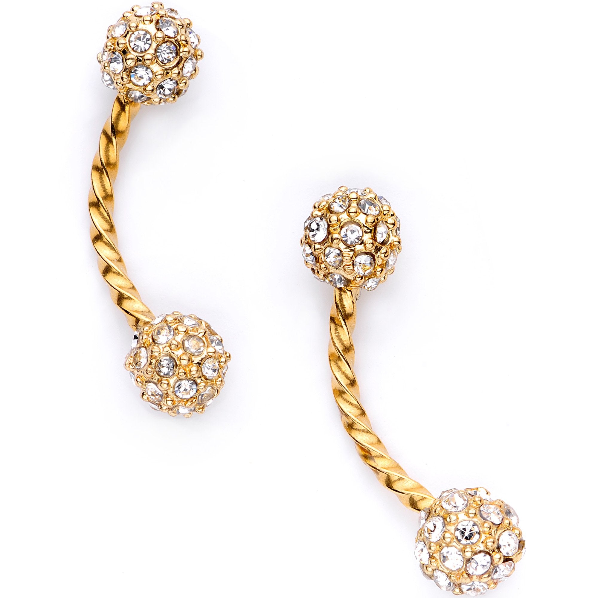 16G Clear Gem Gold Tone Captive Ring Curved Barbell Cartilage Set