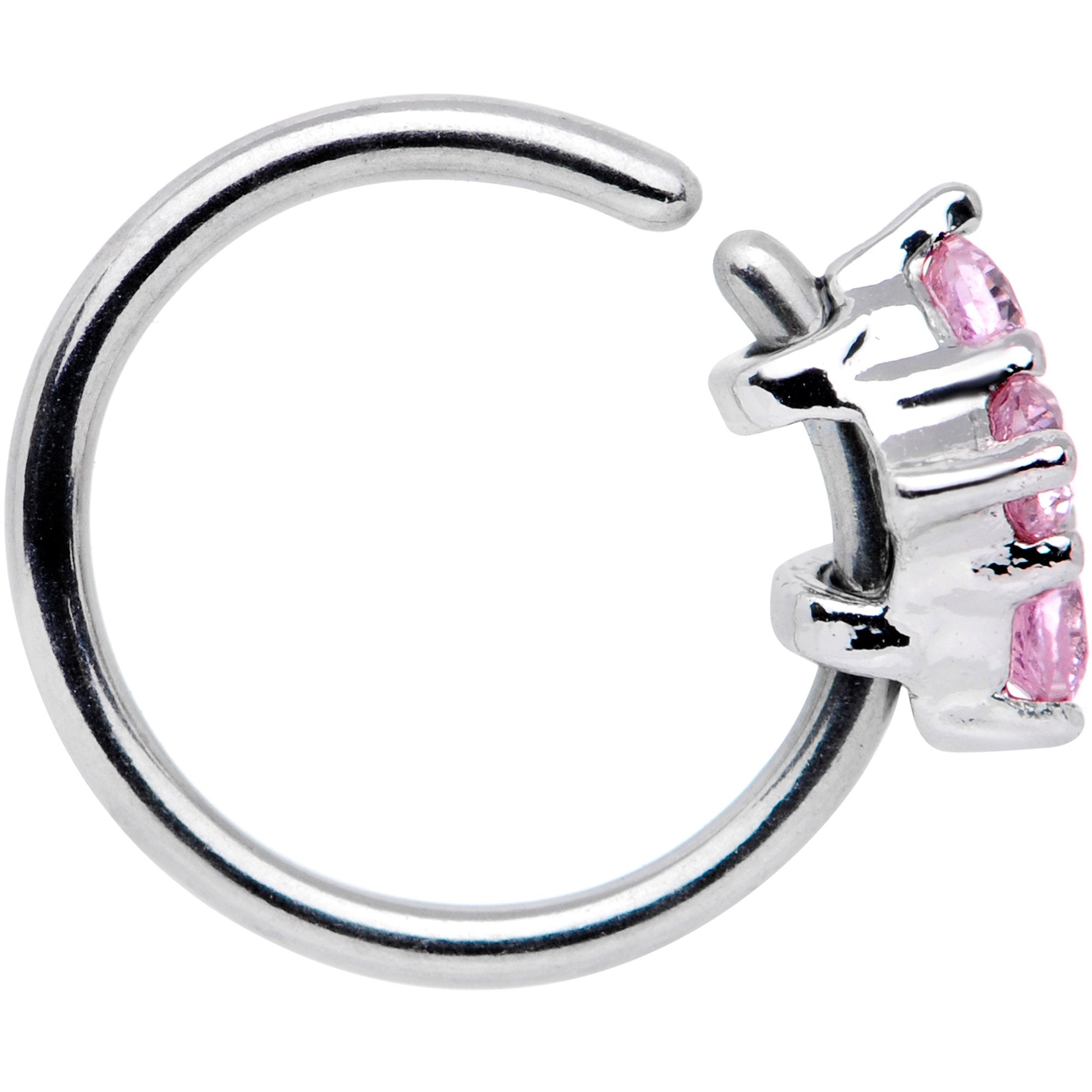 20G 5/16 Pink CZ Gem Cluster Seamless Circular Ring
