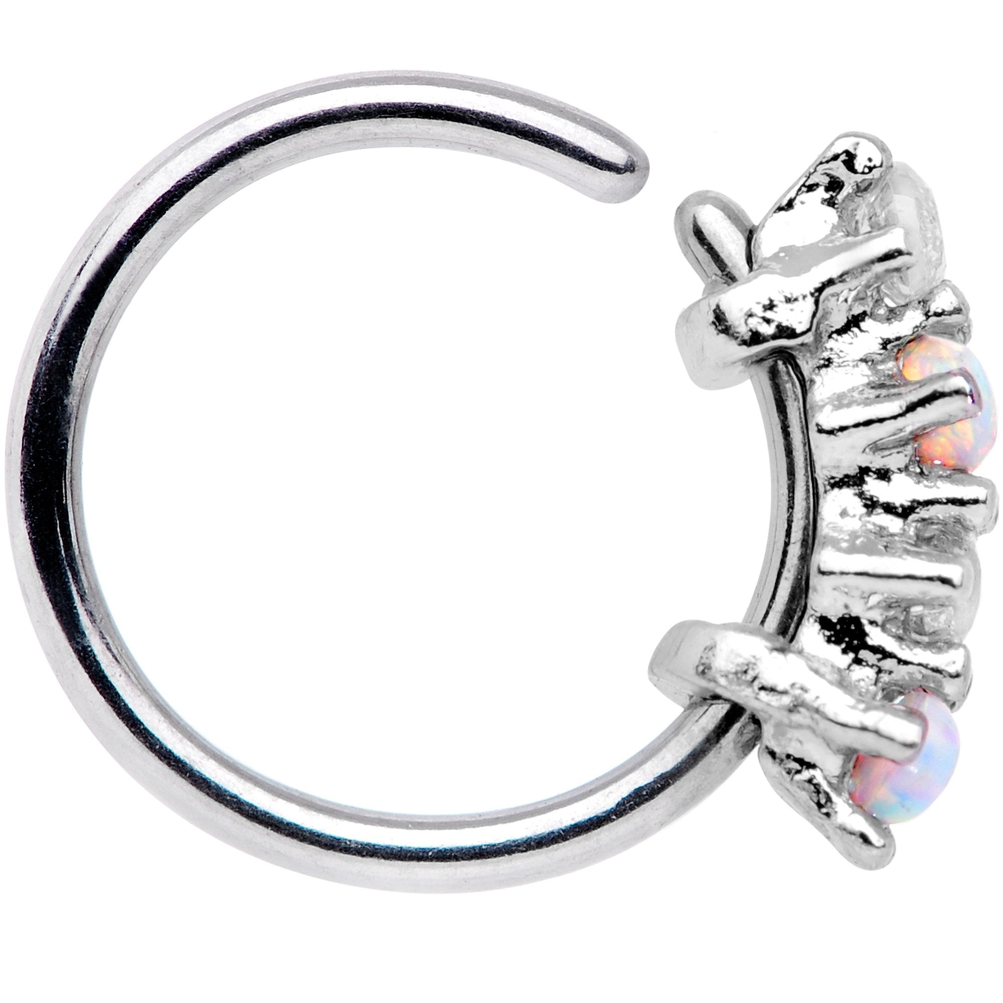 20G 5/16 White Synthetic Opal Staccato Seamless Circular Ring