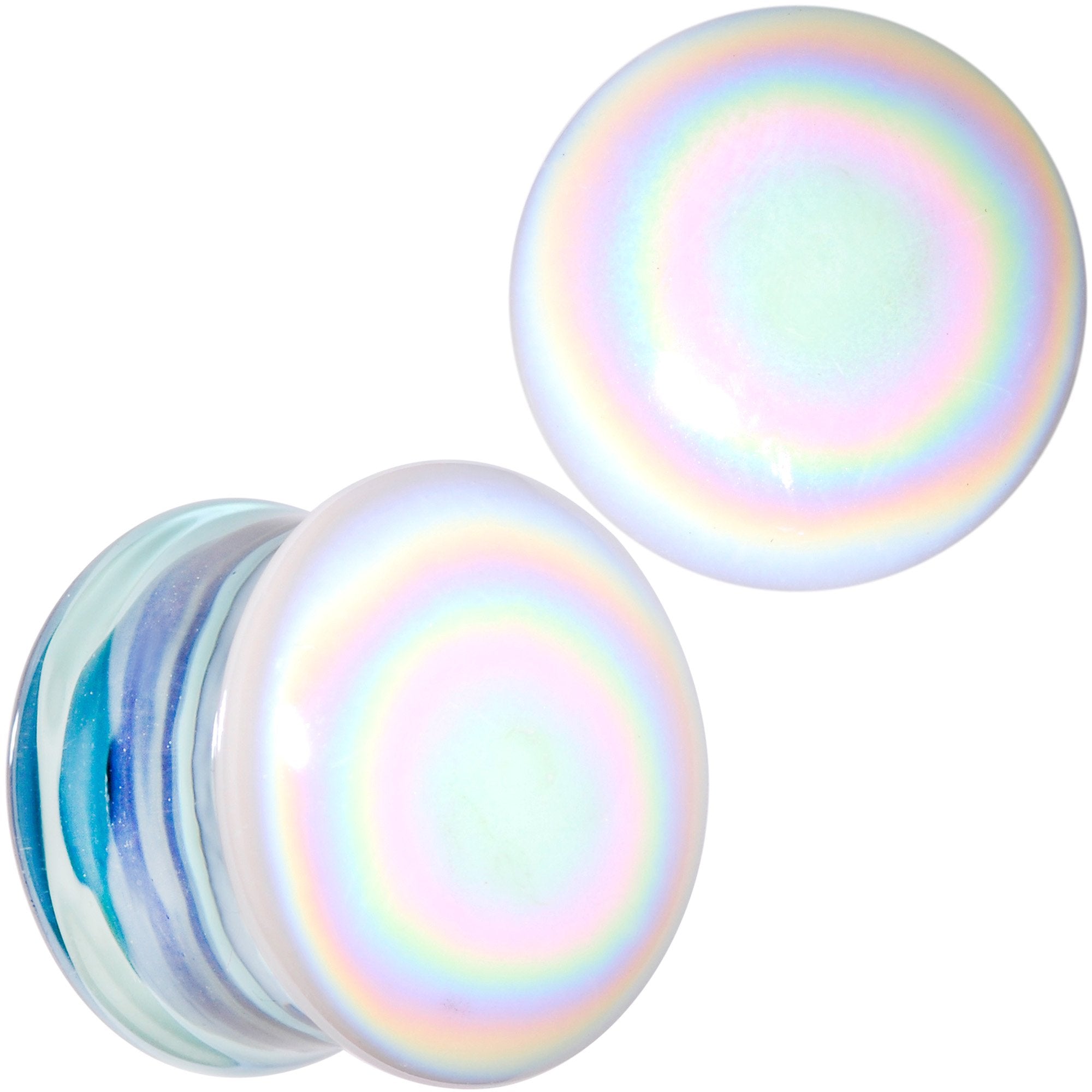 White Glass Radical Radiance Double Flare Plug Set 5mm to 19mm