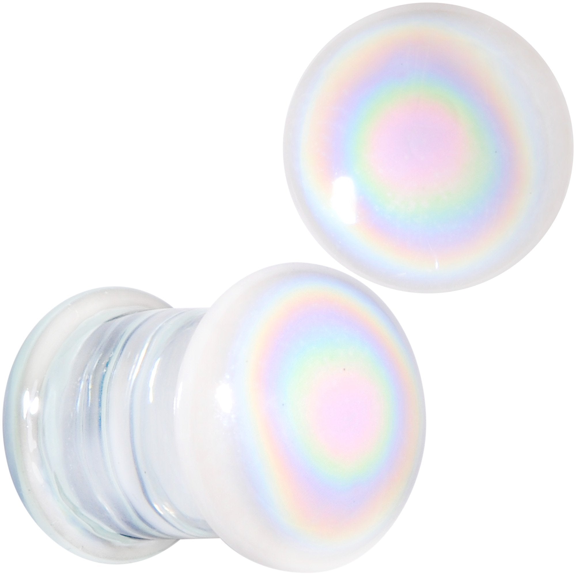 White Glass Radical Radiance Double Flare Plug Set 5mm to 19mm