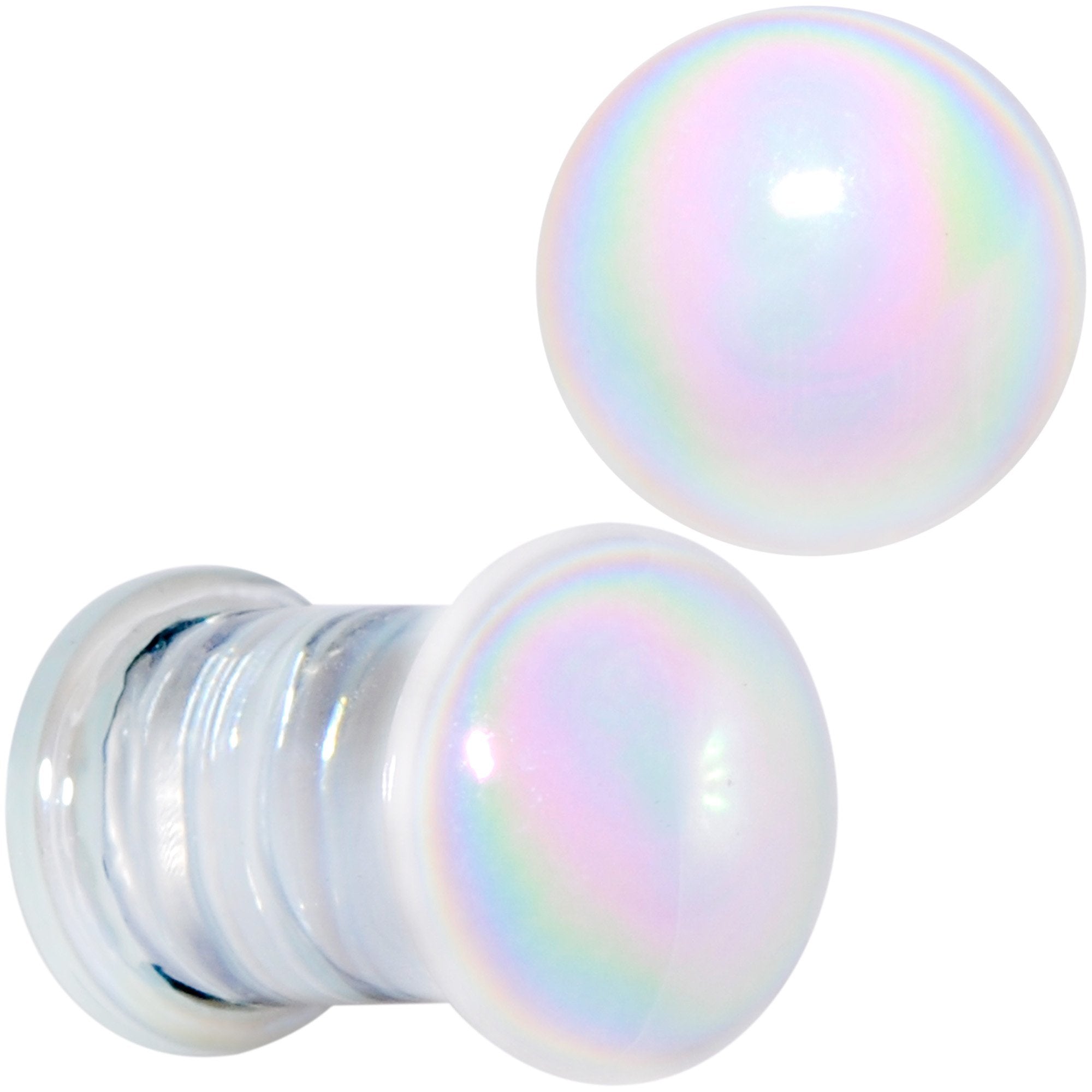 White Glass Radical Radiance Double Flare Plug Set 5mm to 19mm