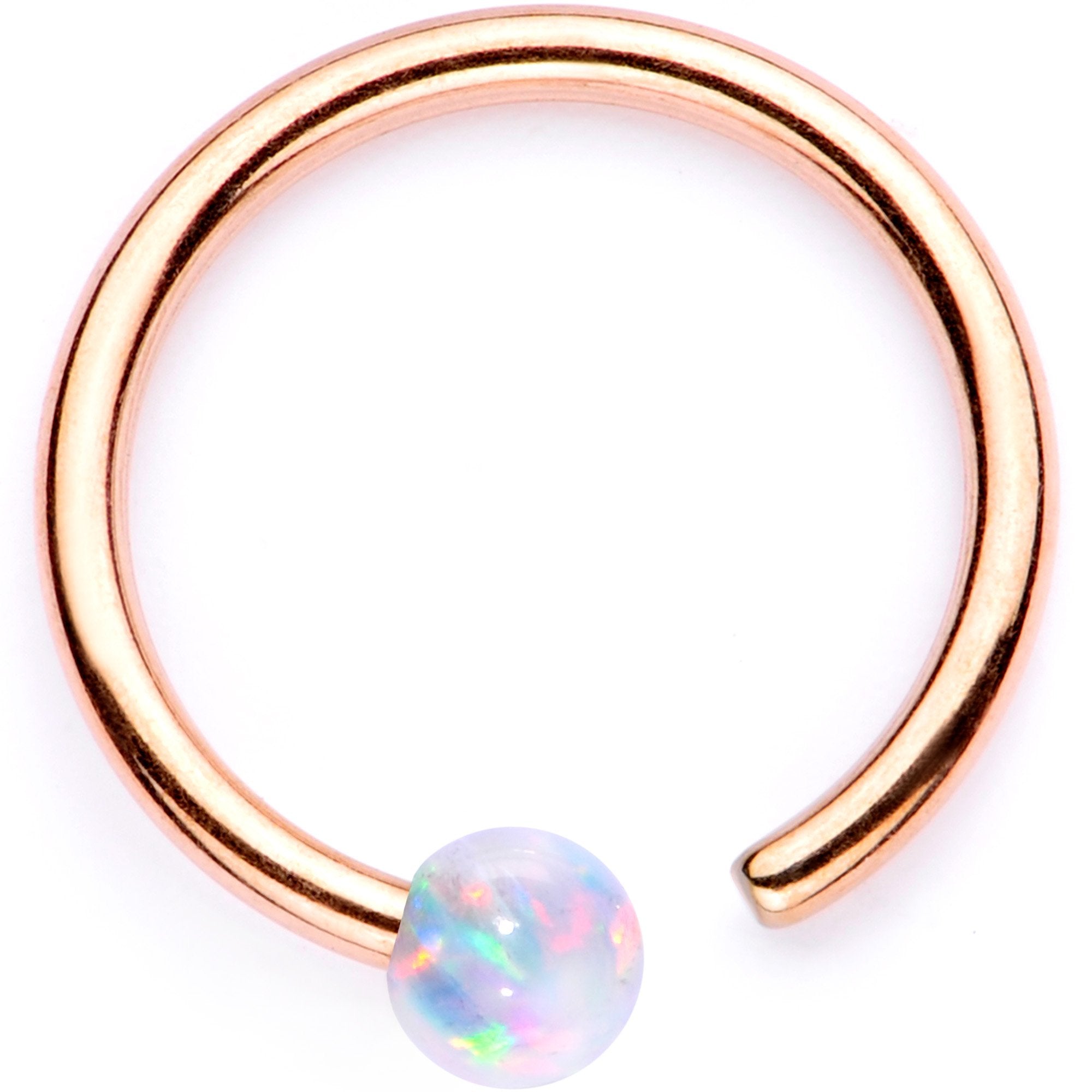 18G White Synthetic Opal Rose Gold PVD Seamless Circular Ring