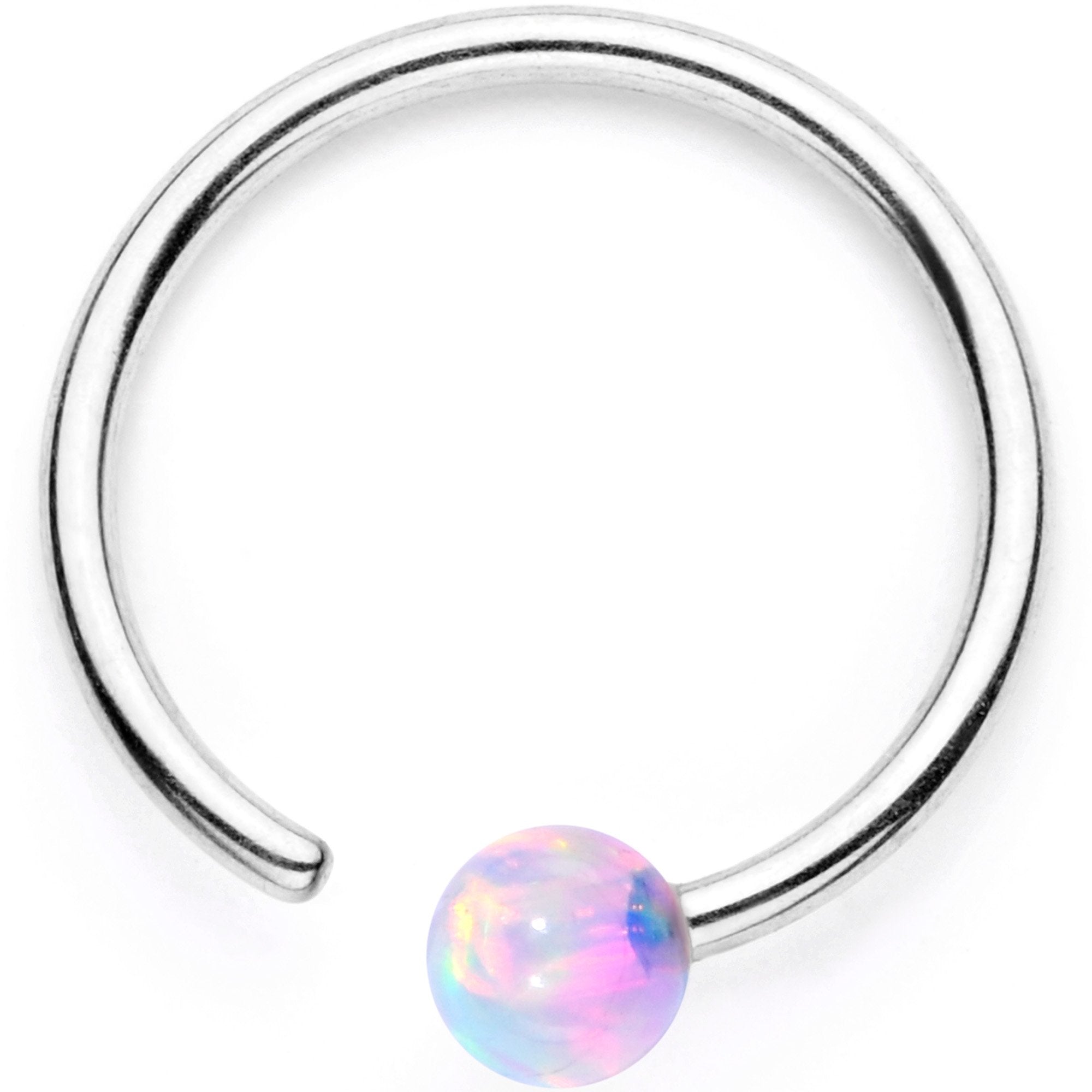 20G White Synthetic Opal Seamless Circular Ring