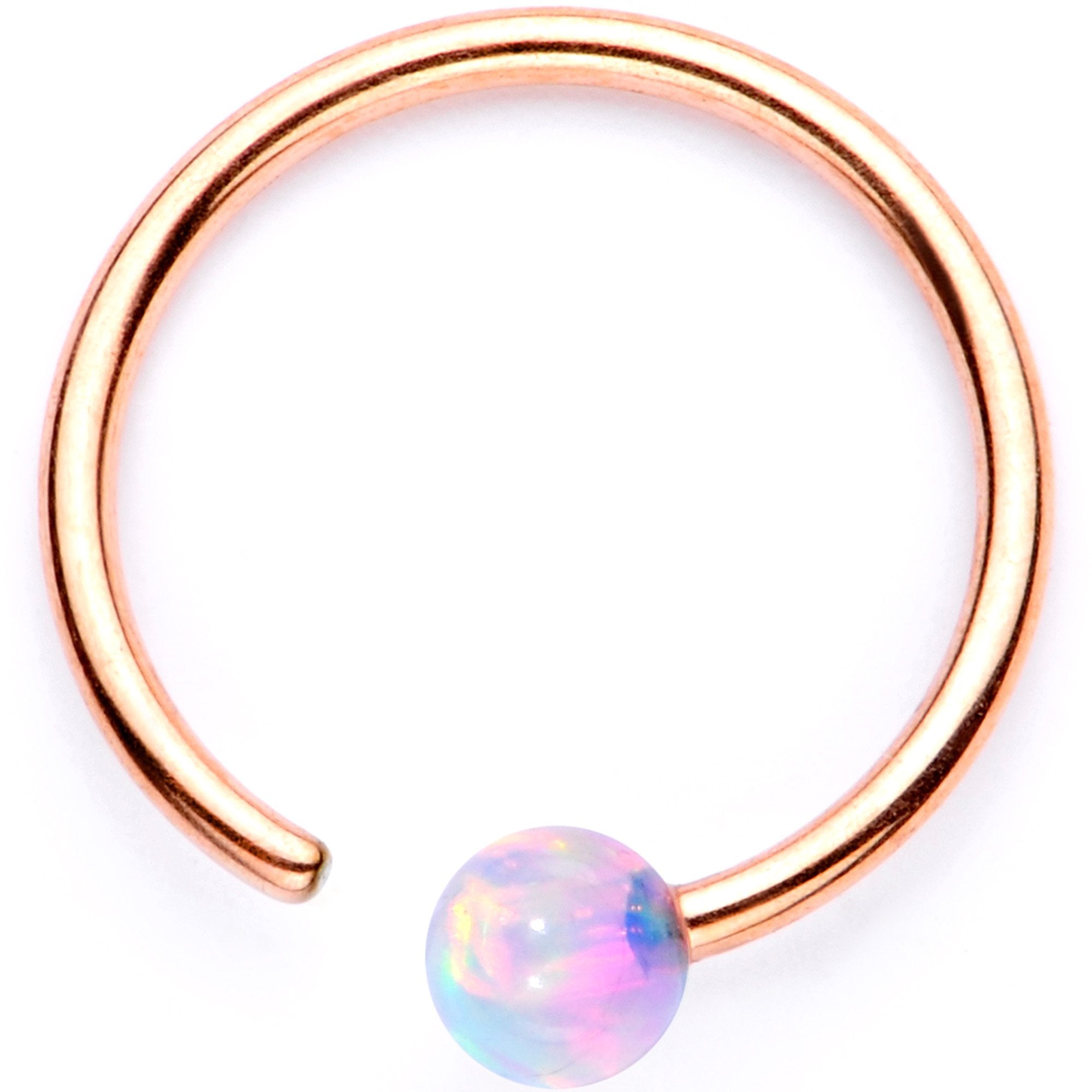 20G White Synthetic Opal Rose Gold PVD Seamless Circular Ring