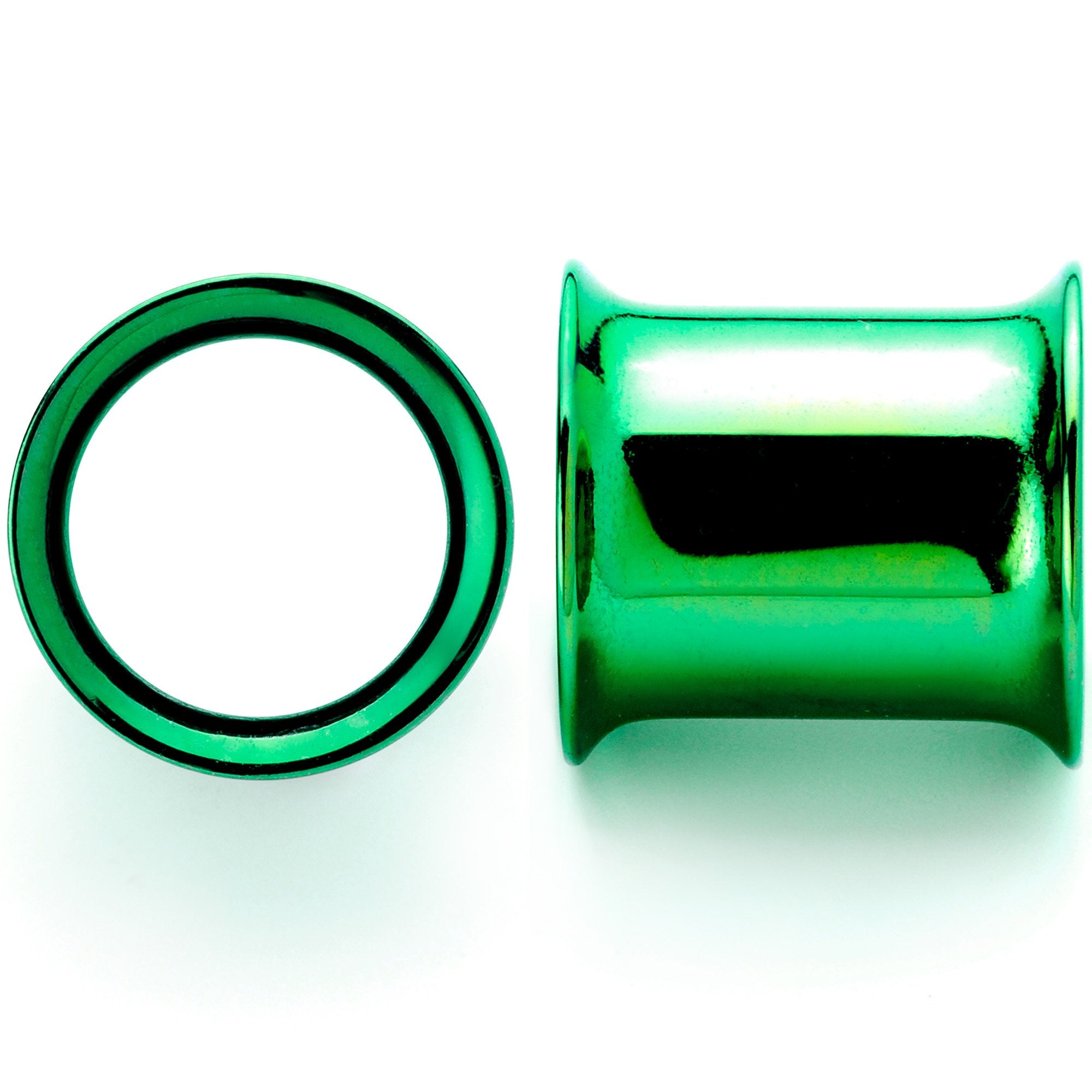 Green Anodized Steel Double Flare Tunnel Plug Set 4mm-16mm