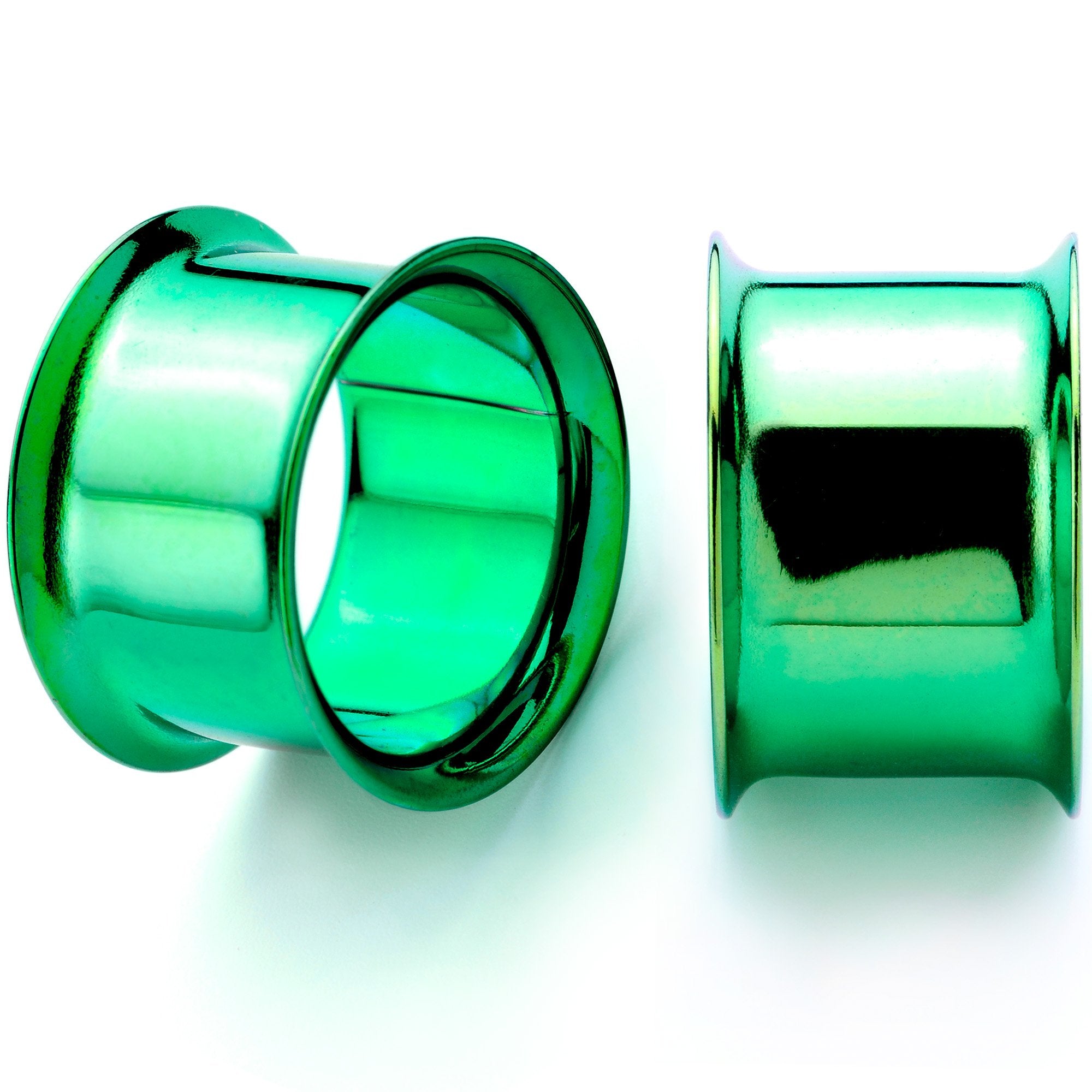 Green Anodized Steel Double Flare Tunnel Plug Set 4mm-16mm