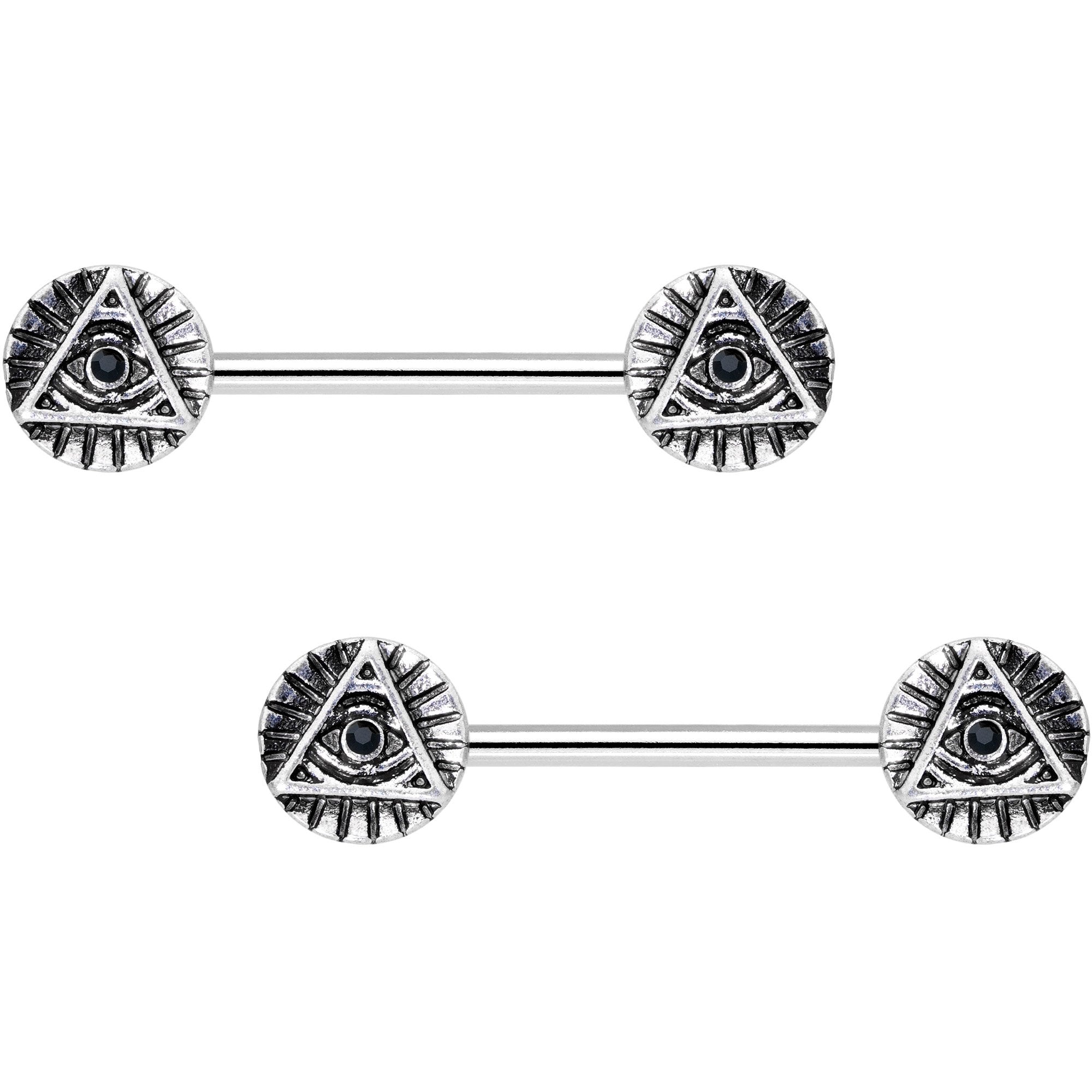 9/16 Eye of the Pyramid Barbell Nipple Ring Set