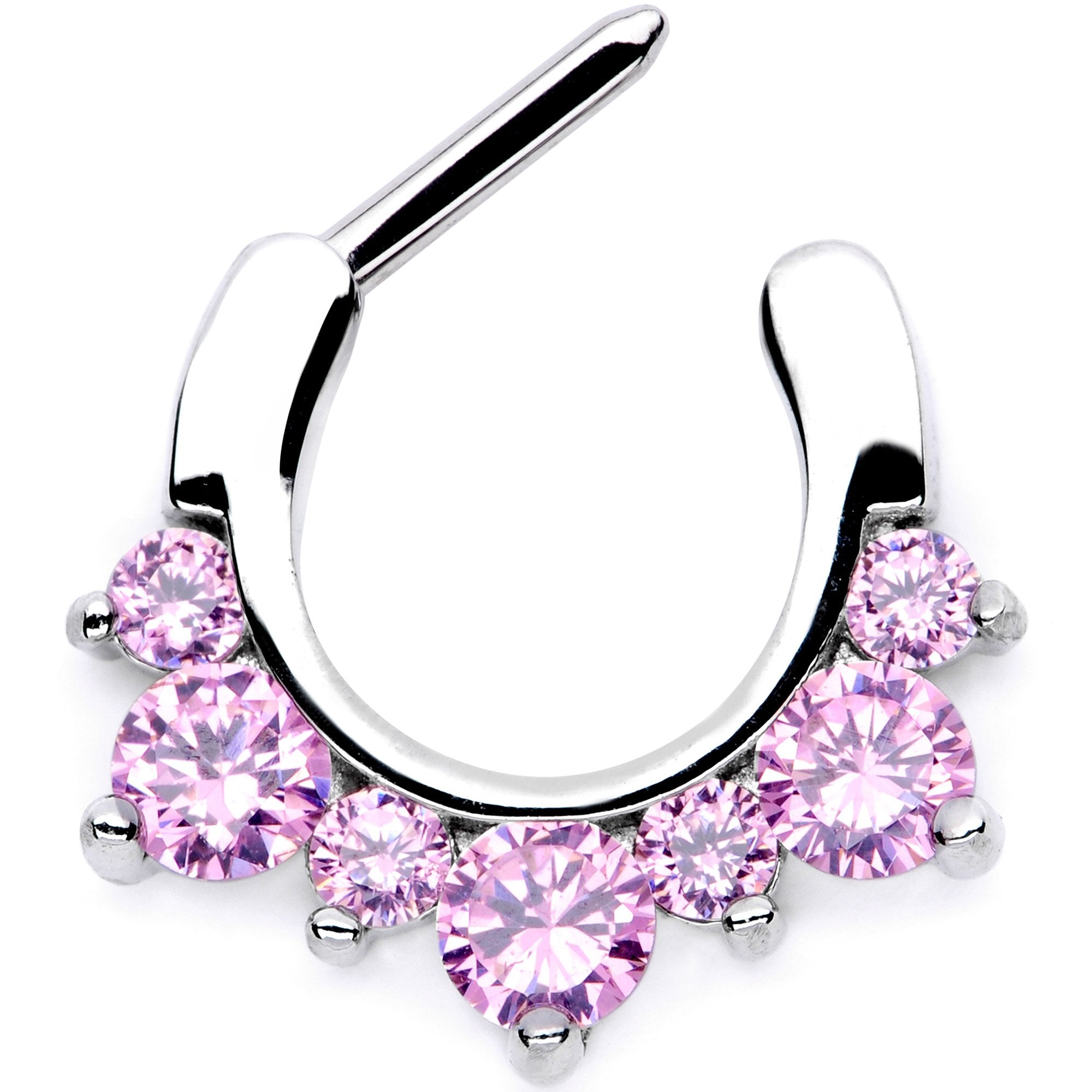 16G 1/4 Pink CZ Gem Serious Seven Septum Clicker