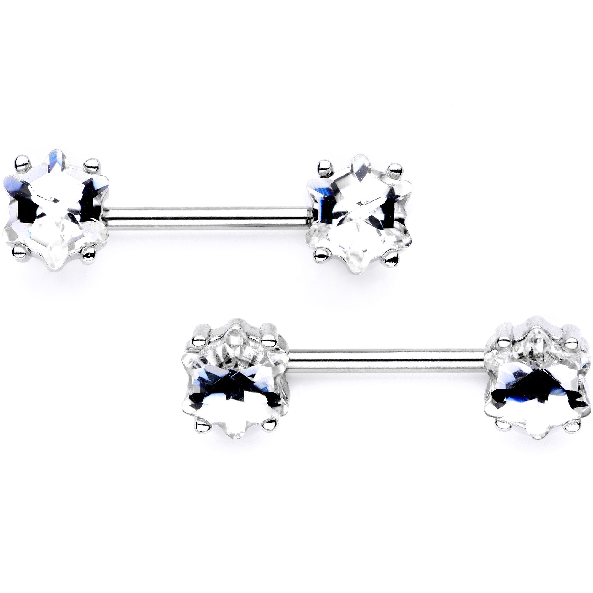 9/16 Clear Gem Supernova Barbell Nipple Ring Set
