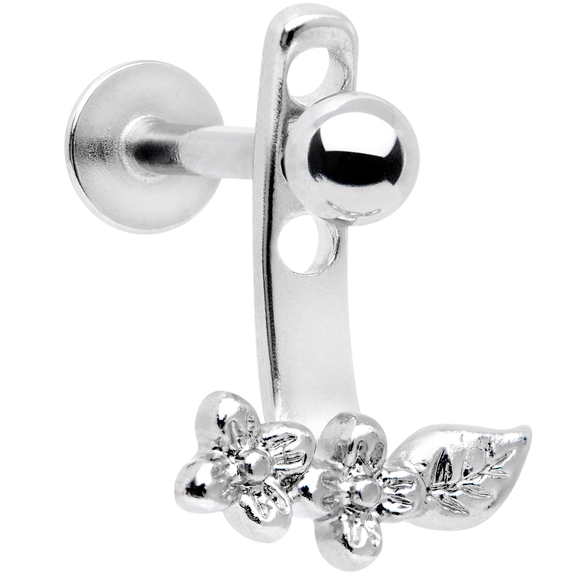 16G 3/8 Leafy Flowers Dangle Cartilage Tragus Helix Piercing