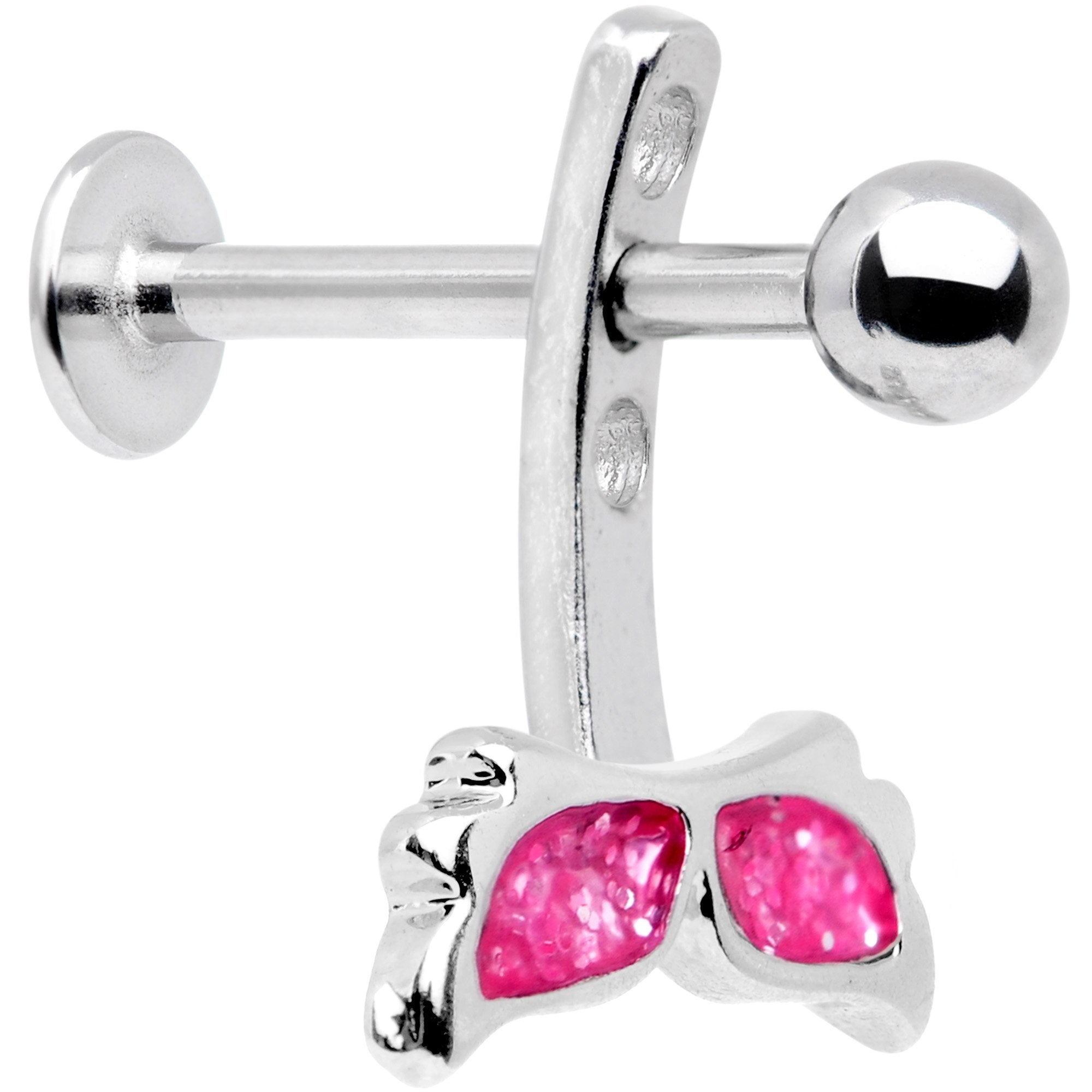 Pink Glitter Mermaid Tail Dangle Cartilage Tragus Helix Piercing