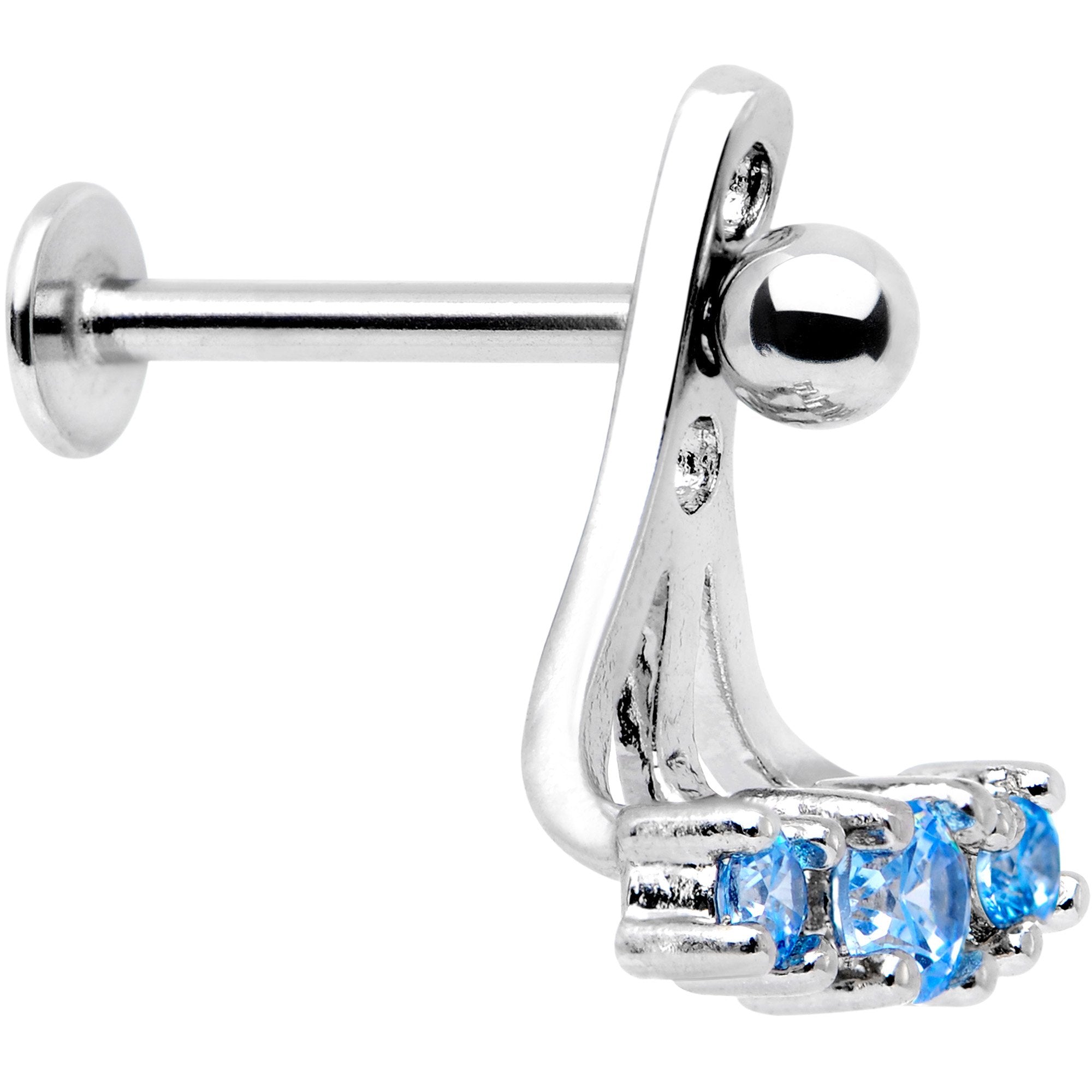 Blue Gem Triplet Fan Dangle Cartilage Tragus Helix Piercing