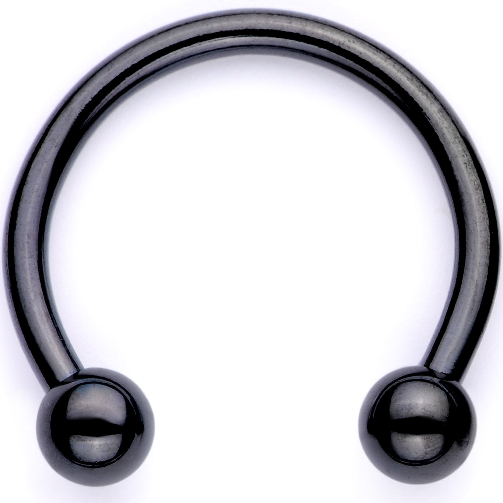 16G 3/8 White Faux Opal Black Anodized Twisted Horseshoe Closure Ring Set