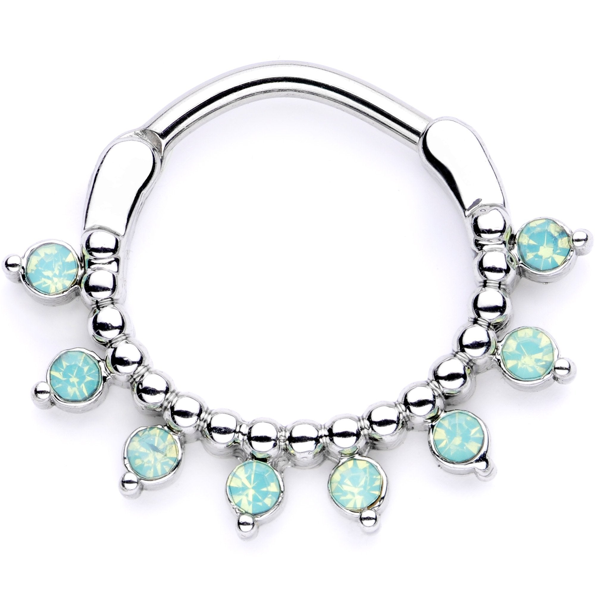 16G 3/8 Teal Faux Opal Twisted Horseshoe and Clicker Set of 3