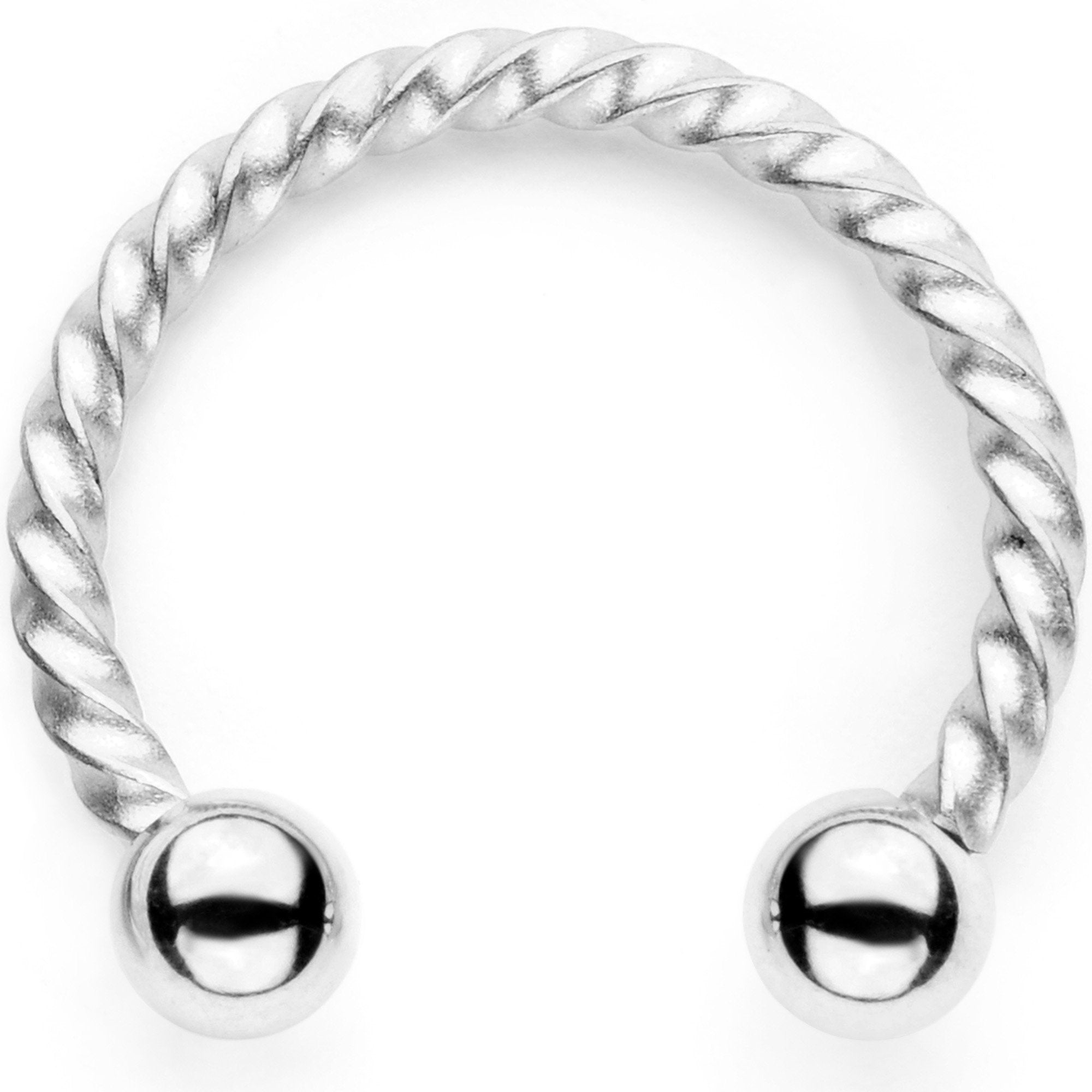 16G Teal Faux Opal Twisted Horseshoe Clip On Fake Septum Ring Set