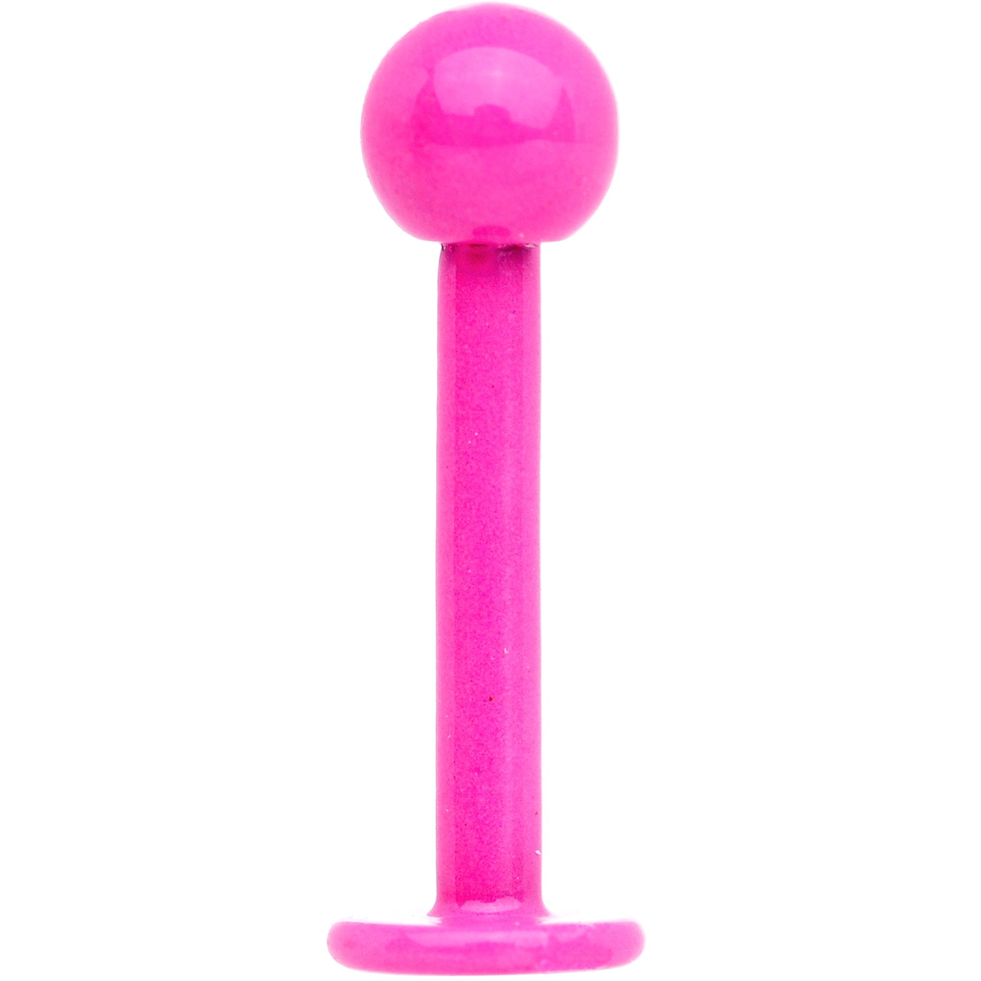 16G 5/16 Pink Acrylic Over Steel Labret Monroe Tragus