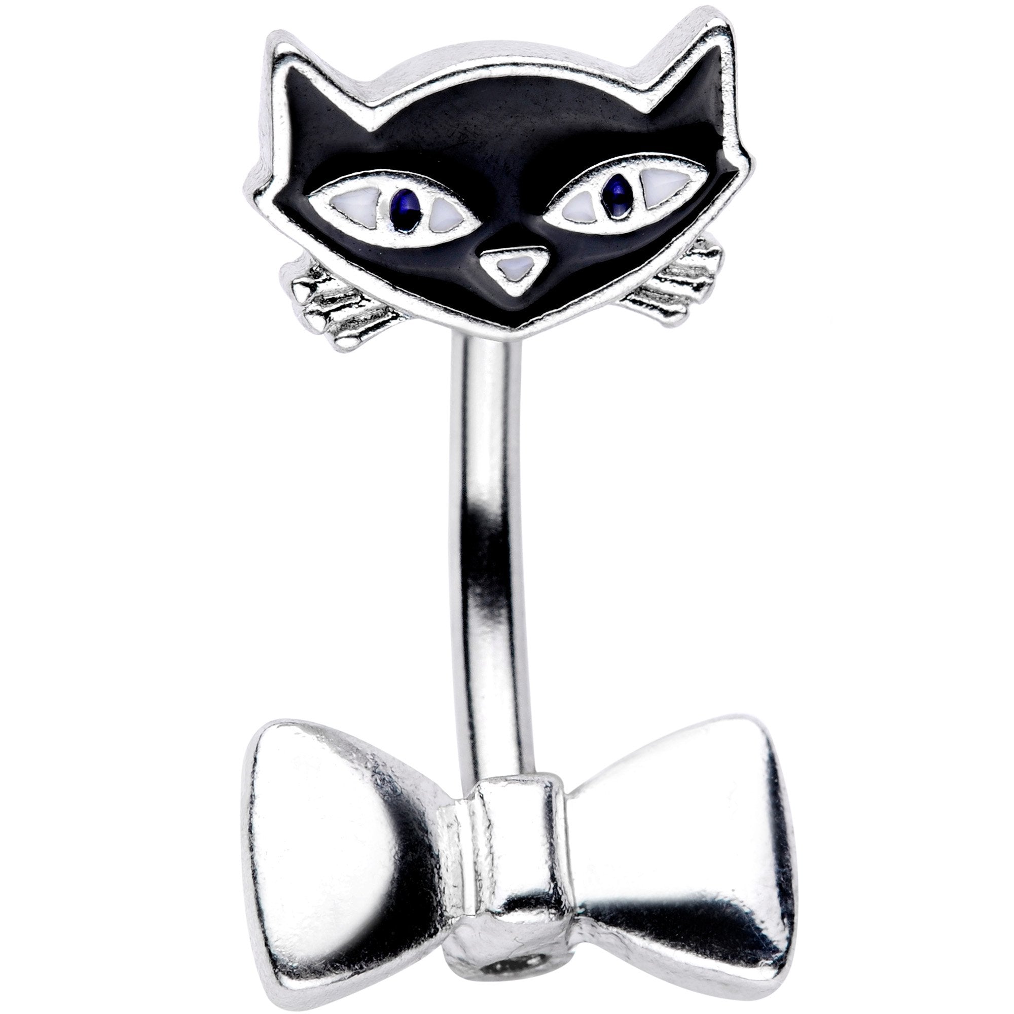 Curious Bow Tie Kitty Cat Double Mount Belly Ring