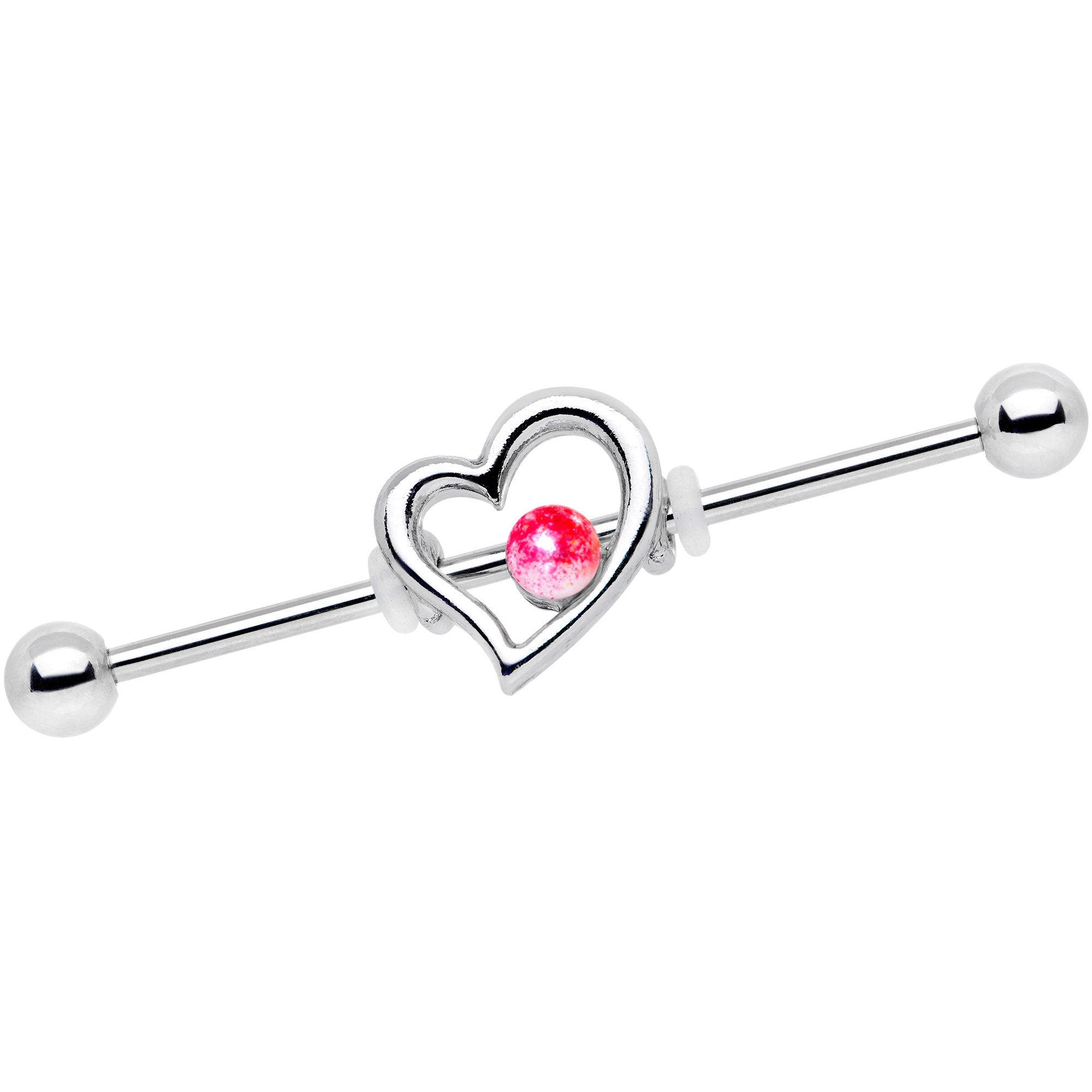 Pink Fade Love Heart Industrial Barbell 38mm