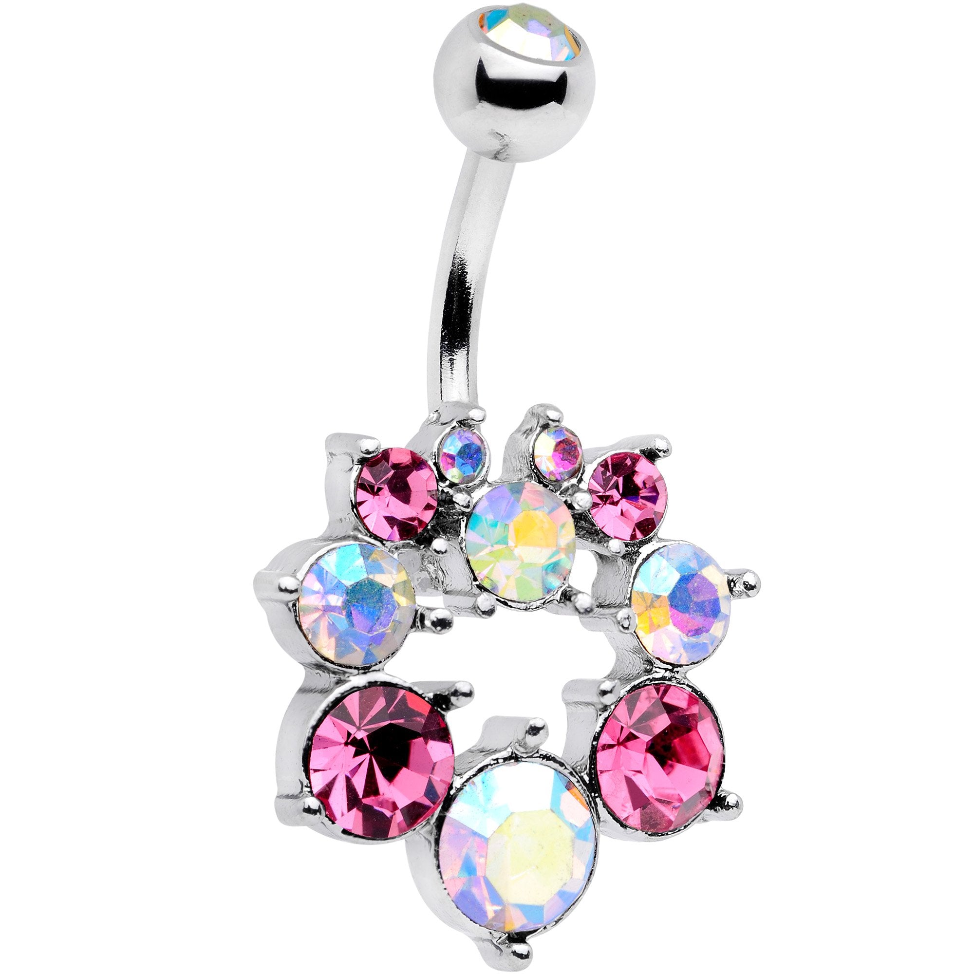 Aurora Pink Gem Heavenly Halo Belly Ring