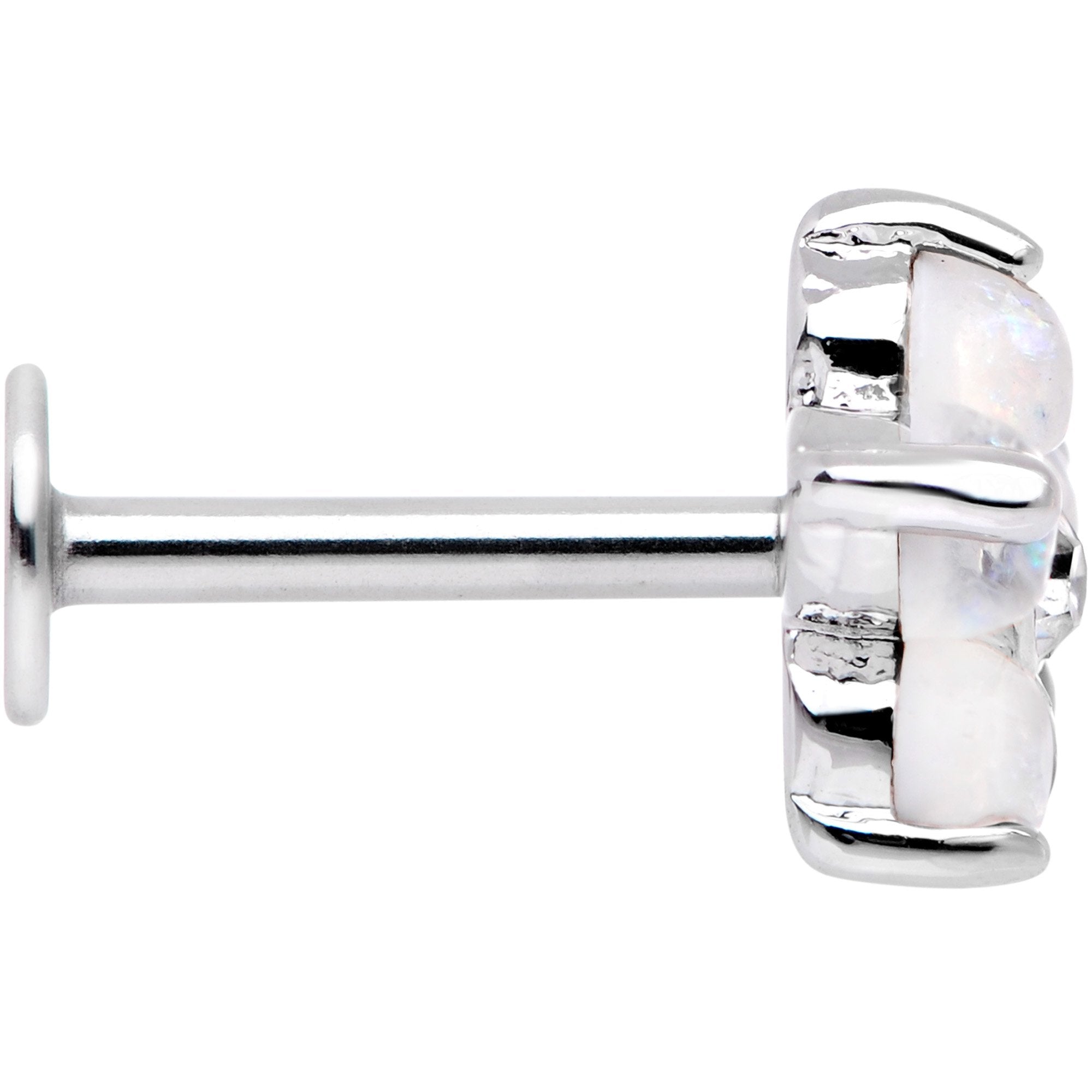 16G 5/16 White Faux Opal CZ Flower Cartilage Tragus