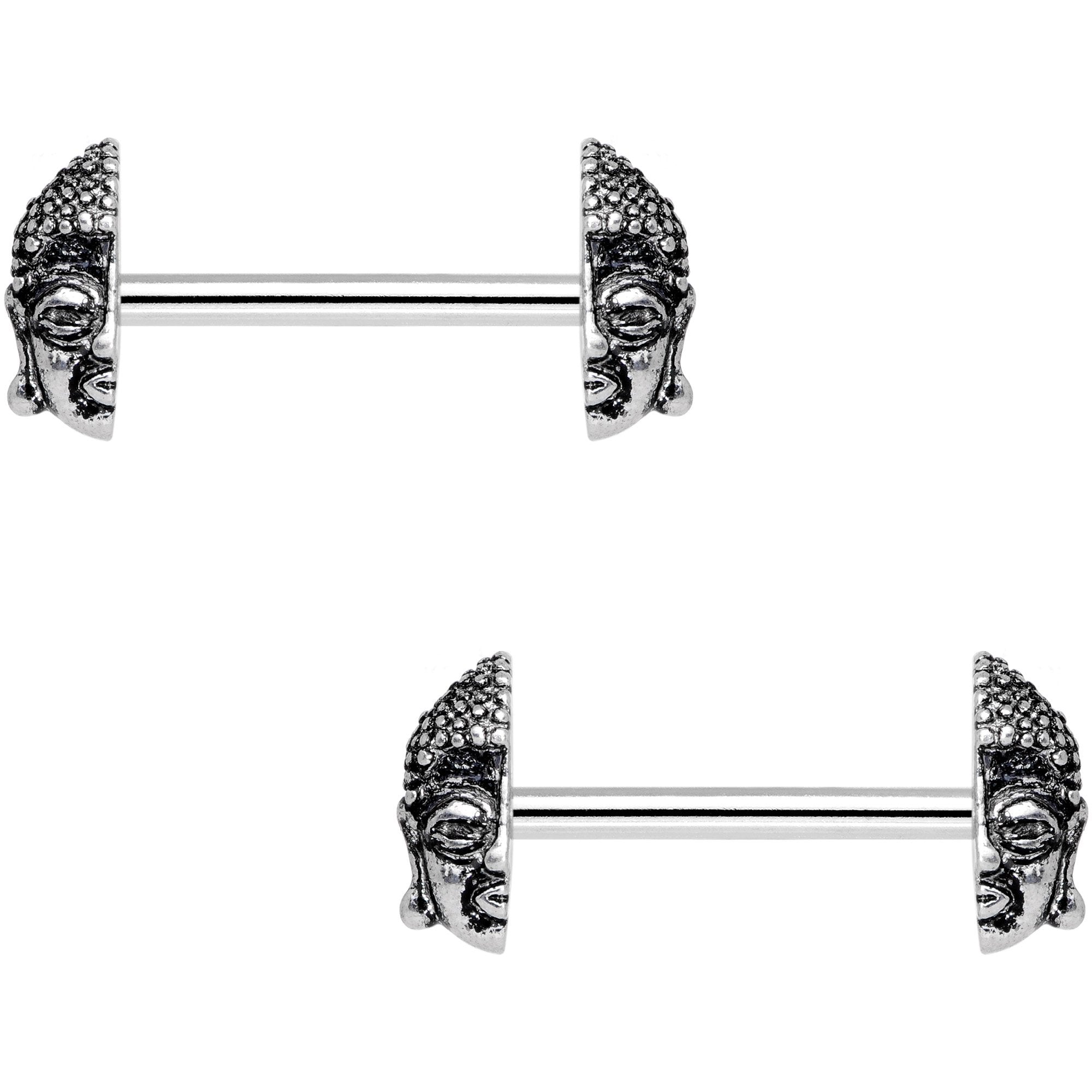 9/16 Meditating Zen Buddha Barbell Nipple Ring Set