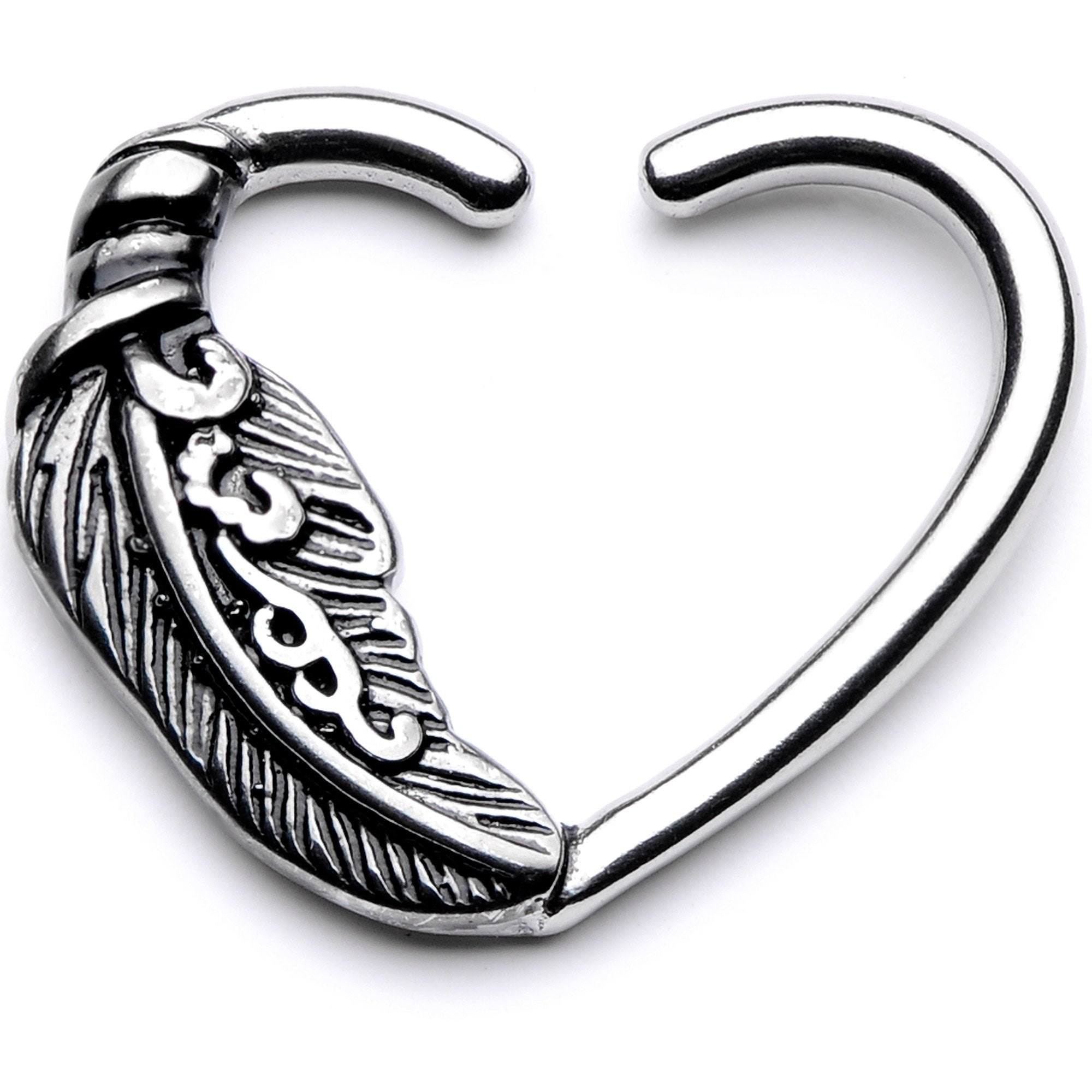 16G 3/8 Feather Love Right Heart Closure Ring