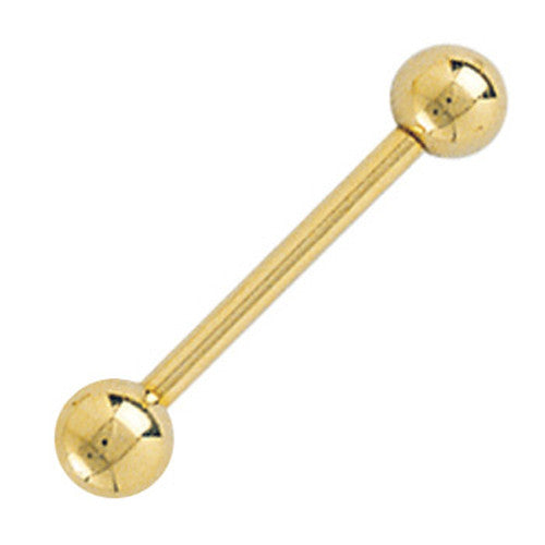 Solid 14KT Yellow GOLD 16ga BARBELL Ring - 3/8 LENGTH