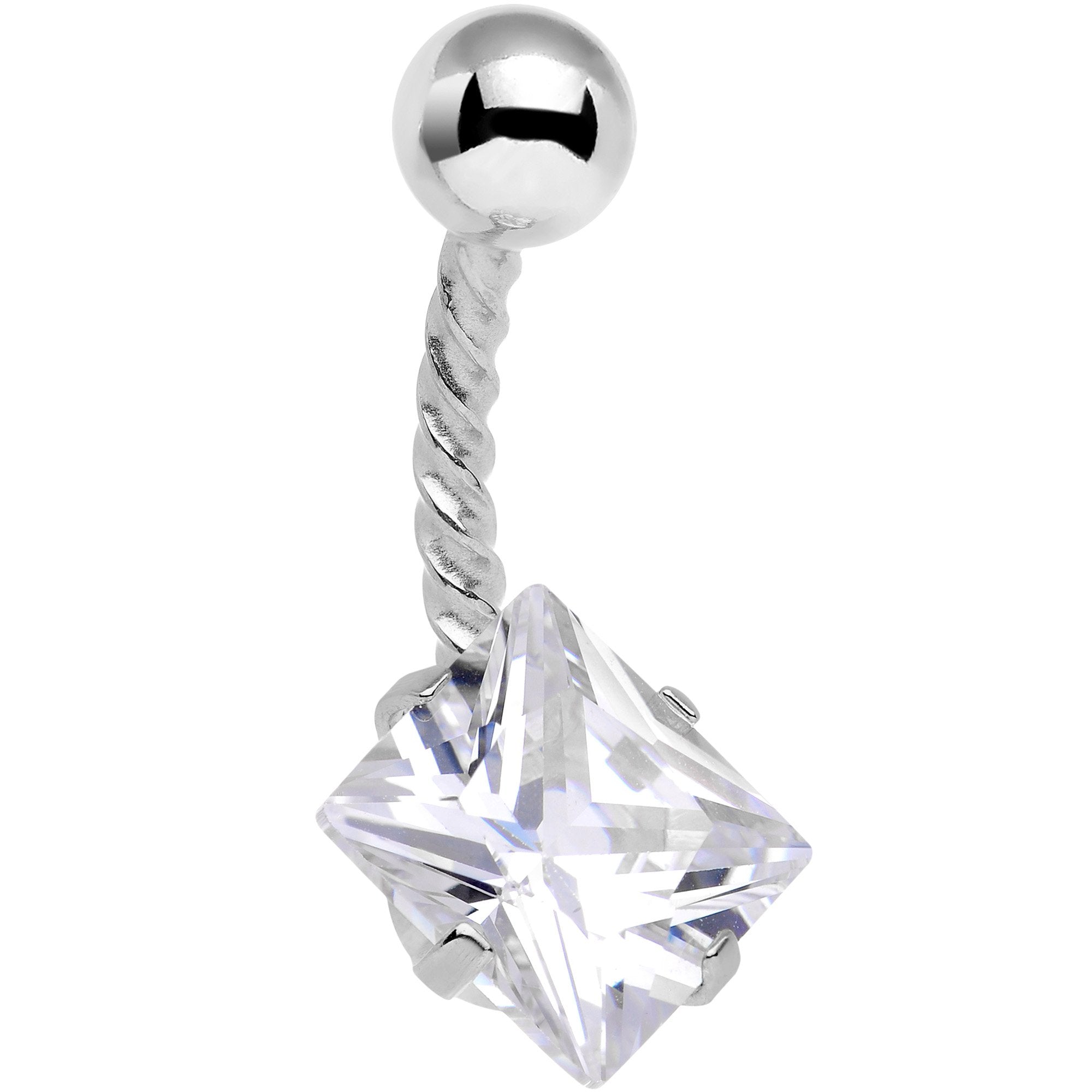 Clear CZ Gem Party Princess Seriously Twisted Belly Ring