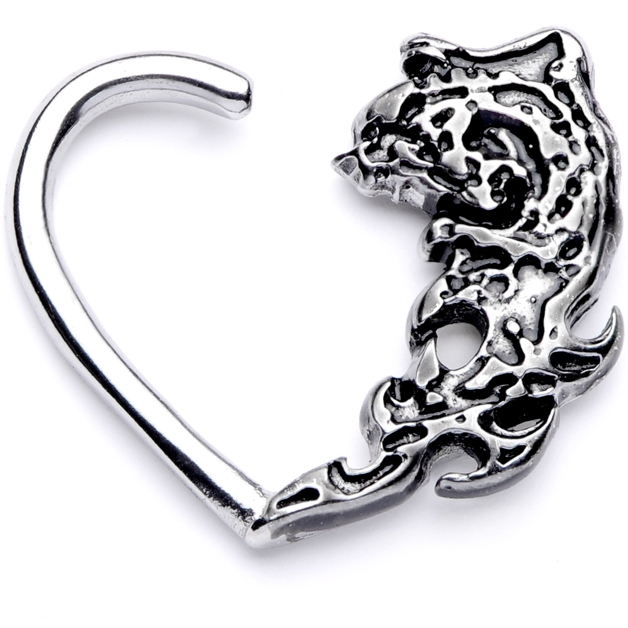 16G 3/8 Tribal Wave Left Heart Closure Ring