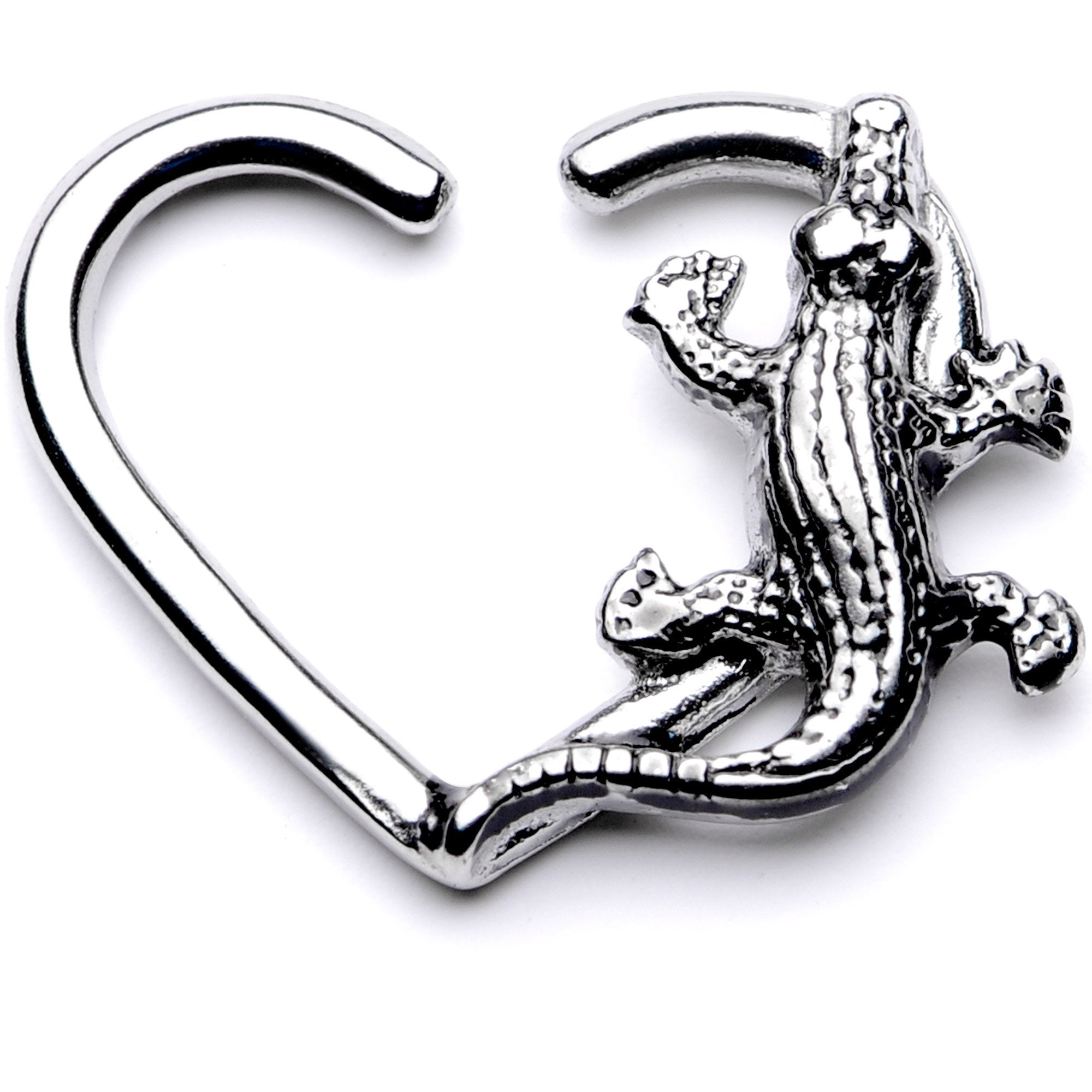 16G 3/8 Slithering Alligator Left Heart Closure Ring