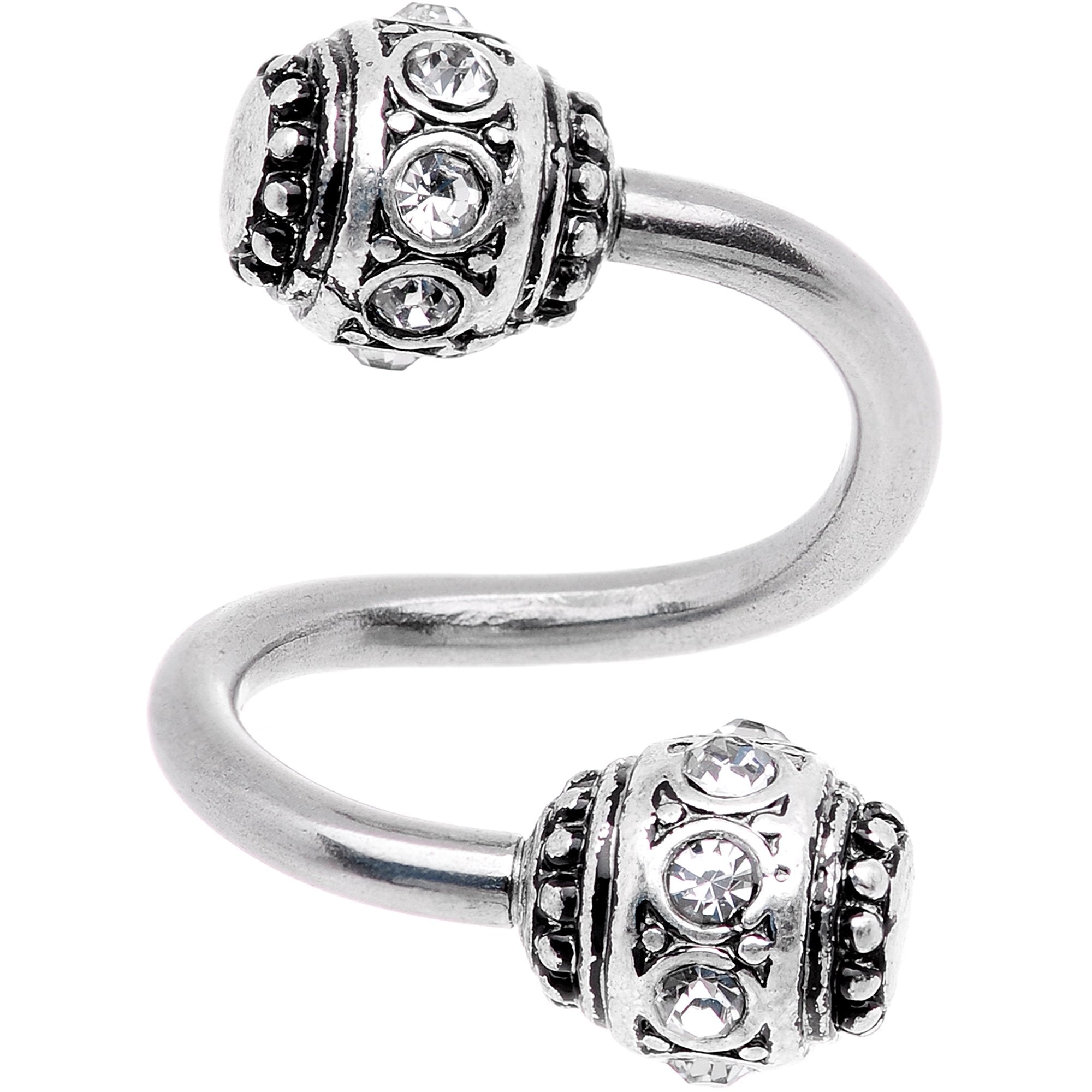 Clear CZ Gem Festival Season Spiral Twister Belly Ring