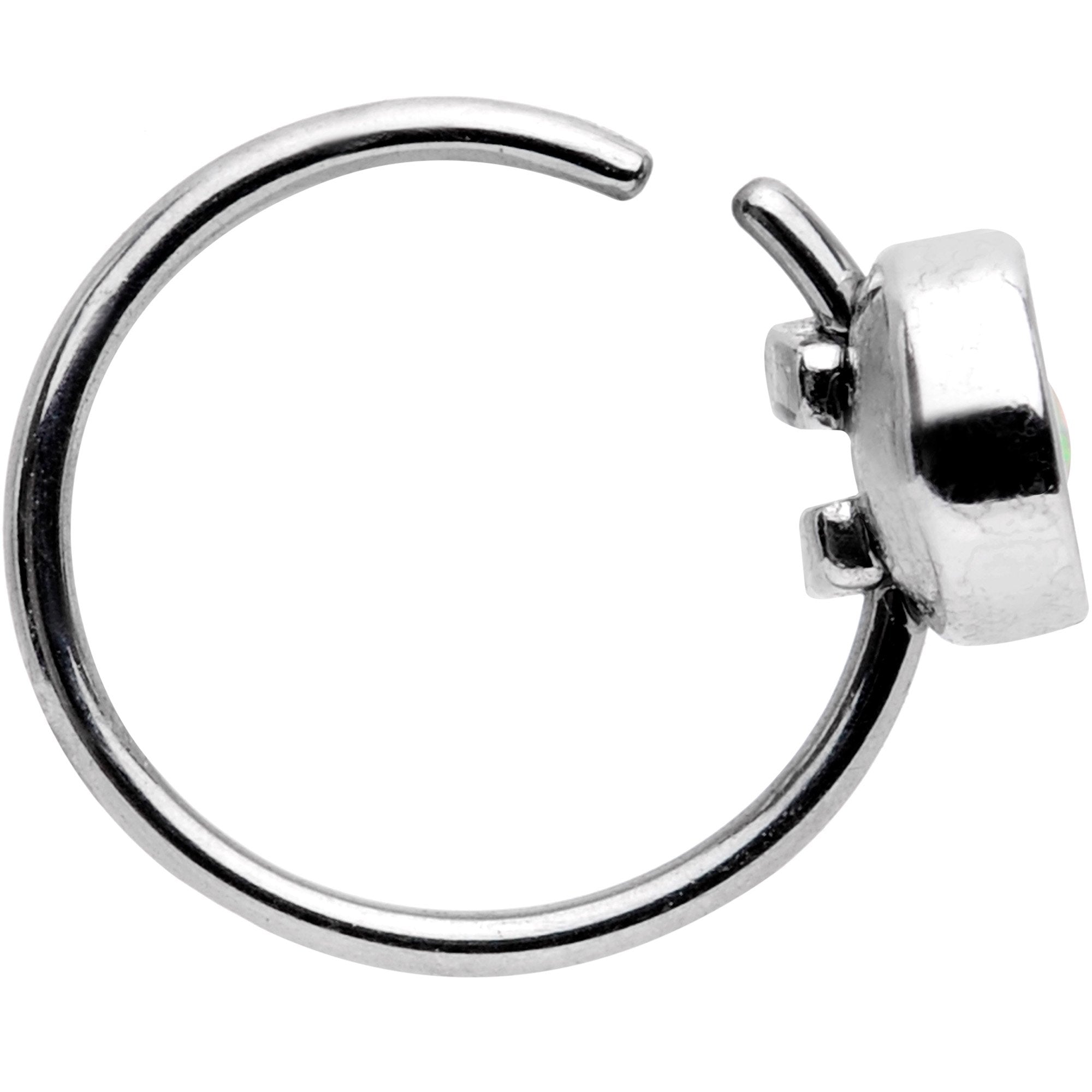 20G 5/16 White Synthetic Opal Inlay Seamless Circular Ring