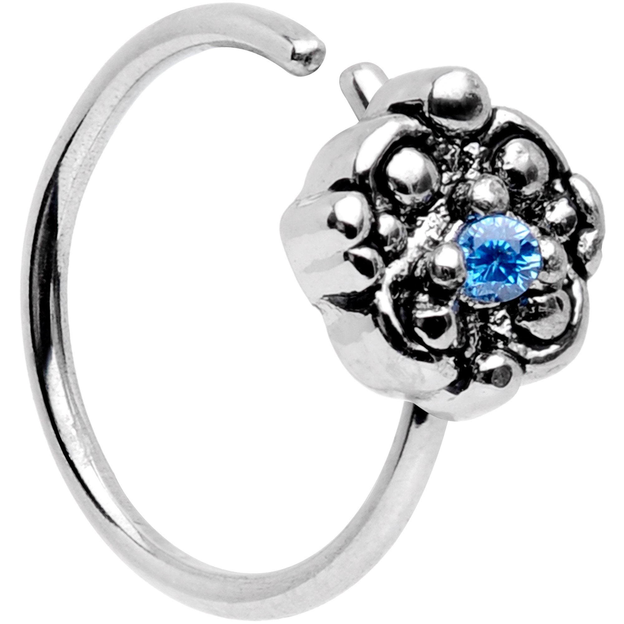 20G 5/16 Blue CZ Gem Decadent Cluster Seamless Circular Ring