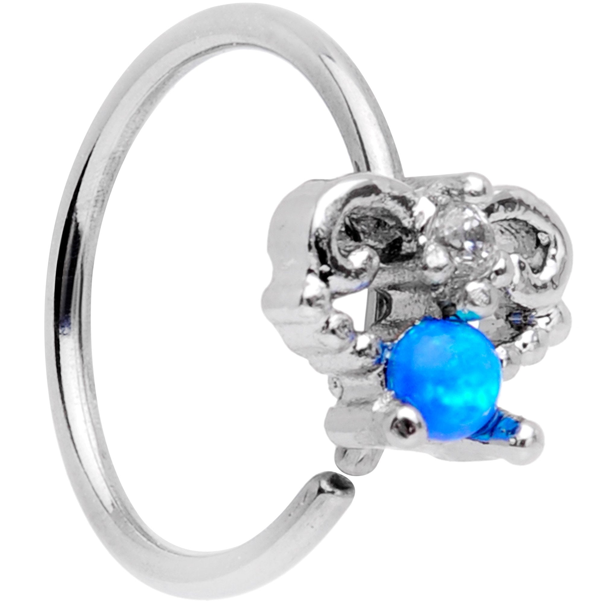 20G 5/16 Blue Synthetic Opal Fashion Seamless Circular Ring