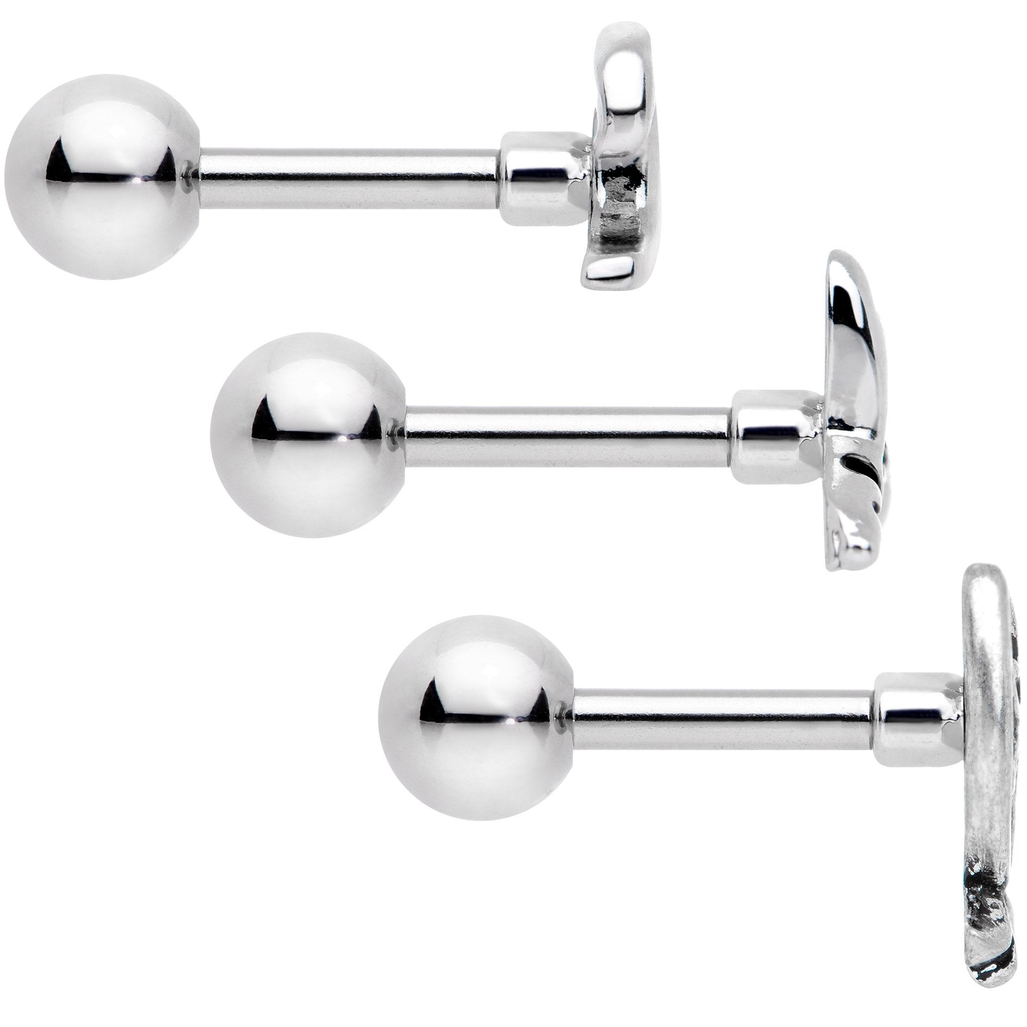 16G 1/4 Ocean Starfish Life Cartilage Tragus Earring Set of 3