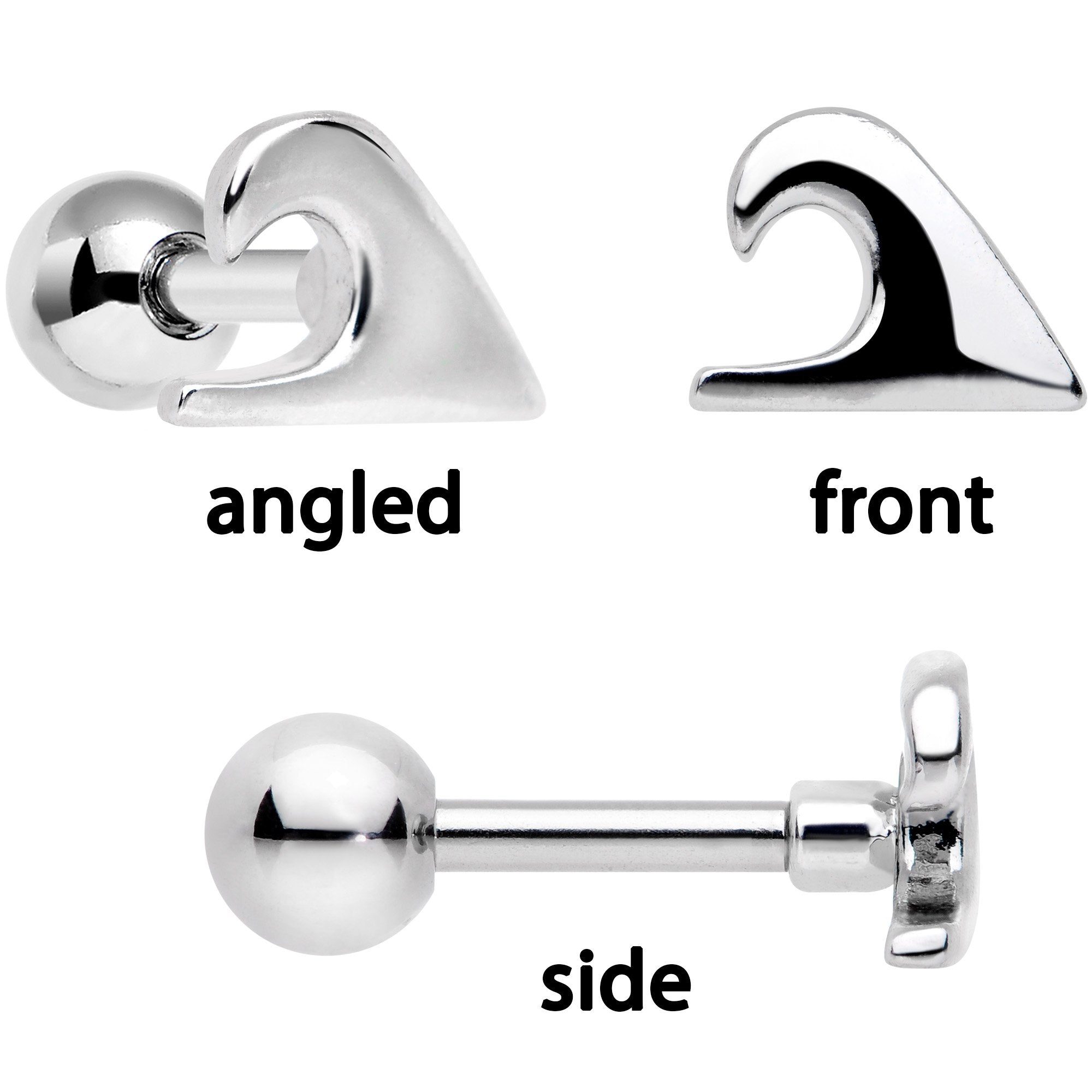 16G 1/4 Ocean Starfish Life Cartilage Tragus Earring Set of 3