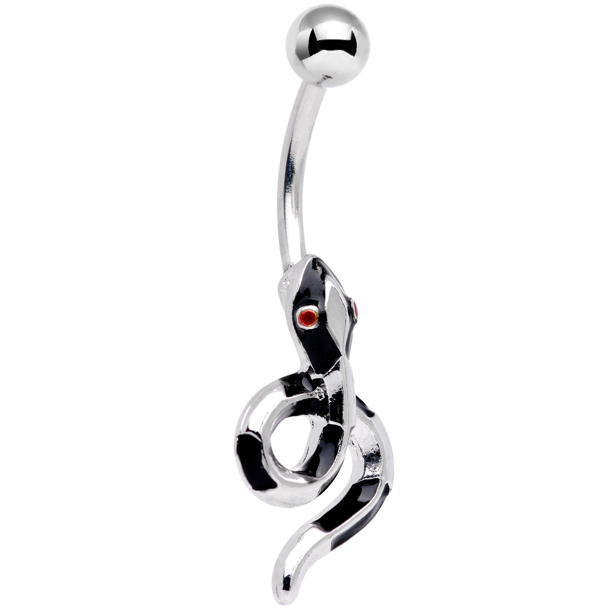 Red Gem Slither Snake Belly Ring