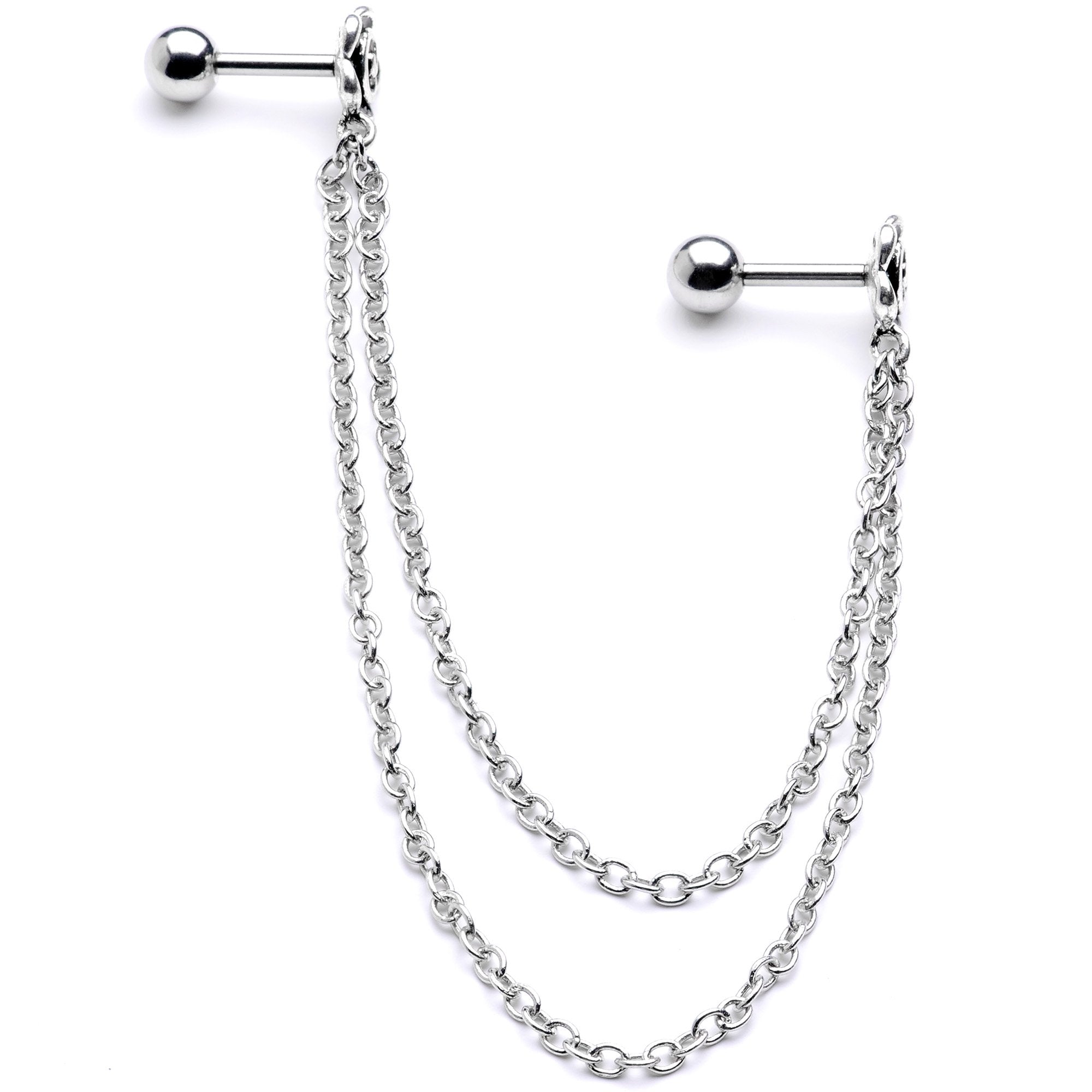 16G 1/4 Farewell Summer Flower Cartilage Chain Earring