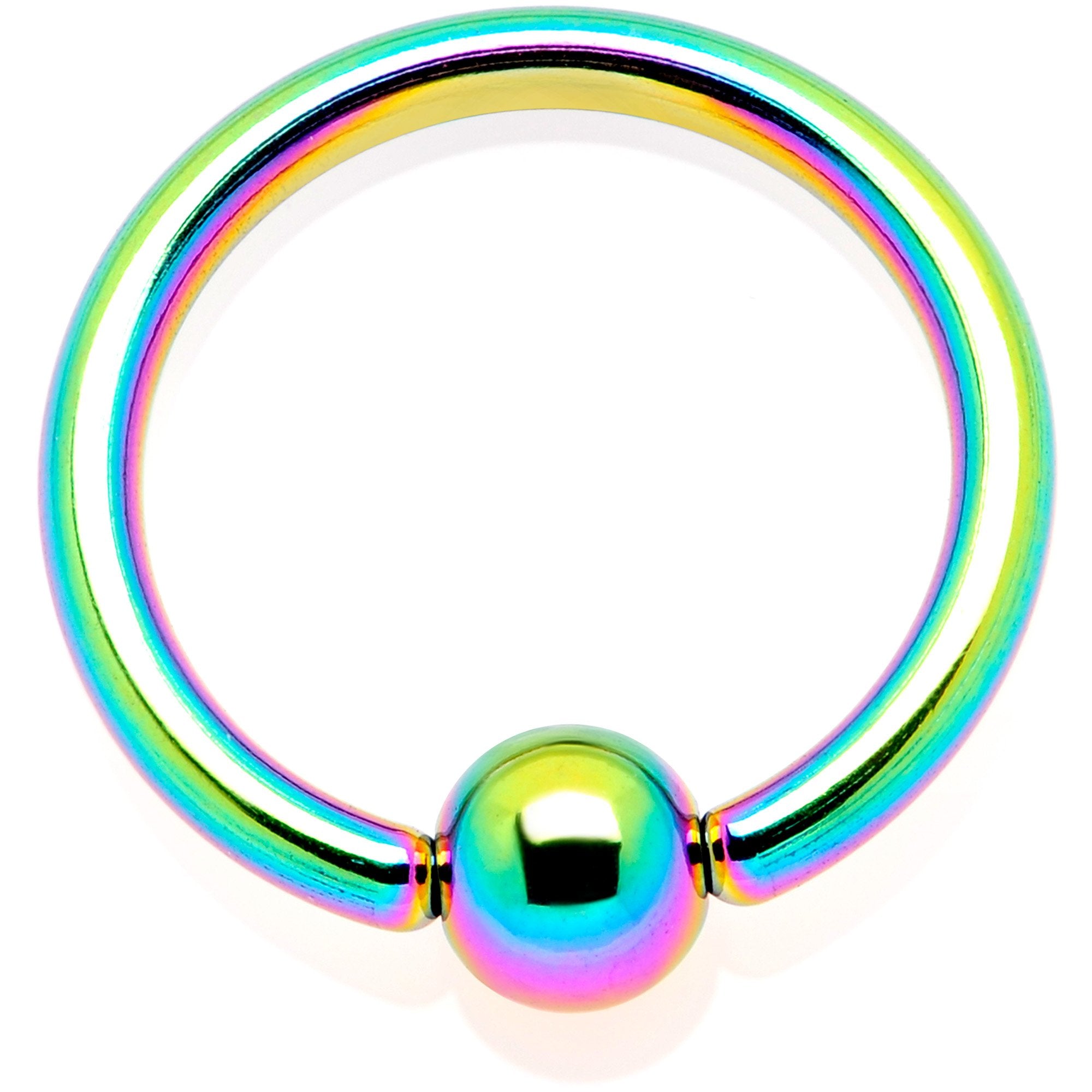 16G 5/16 Rainbow Anodized BCR Captive Ring