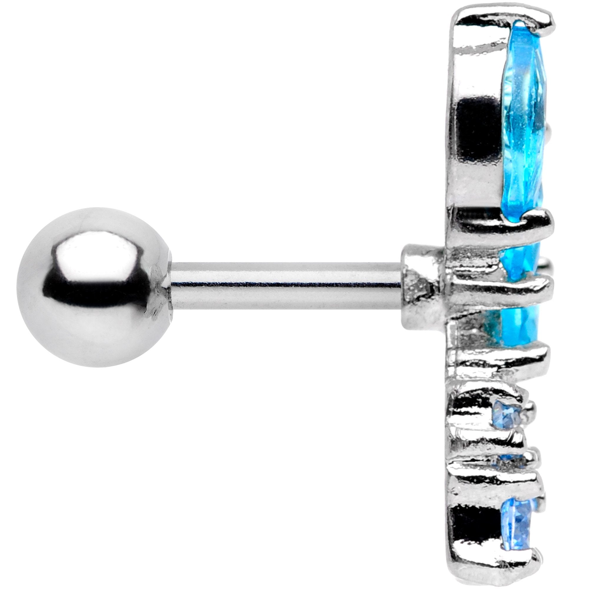 16G 1/4 Aqua Gem Dewdrop Cluster Cartilage Tragus Earring