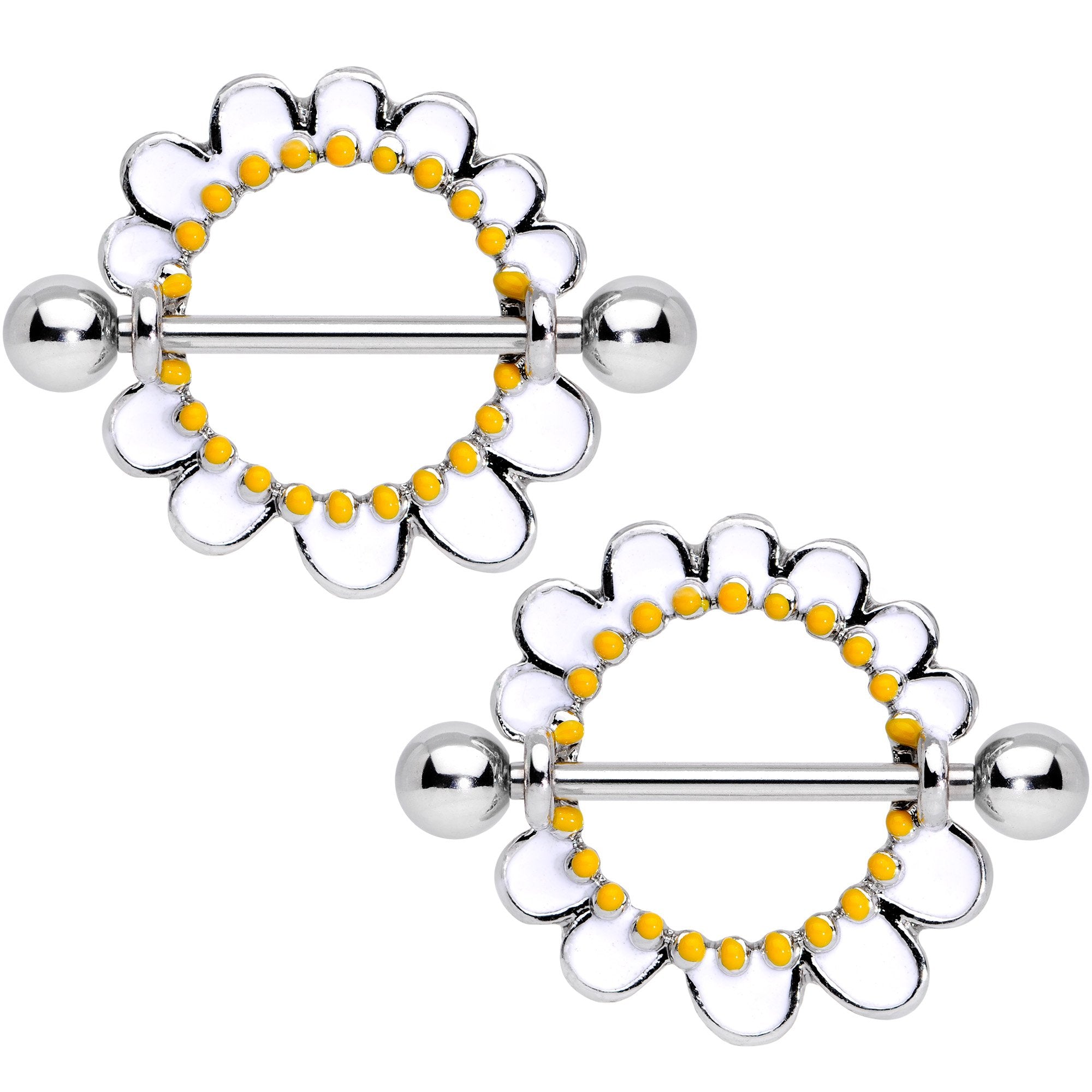 14G 7/8Glow in the Dark Daisy Flower Nipple Shield Set