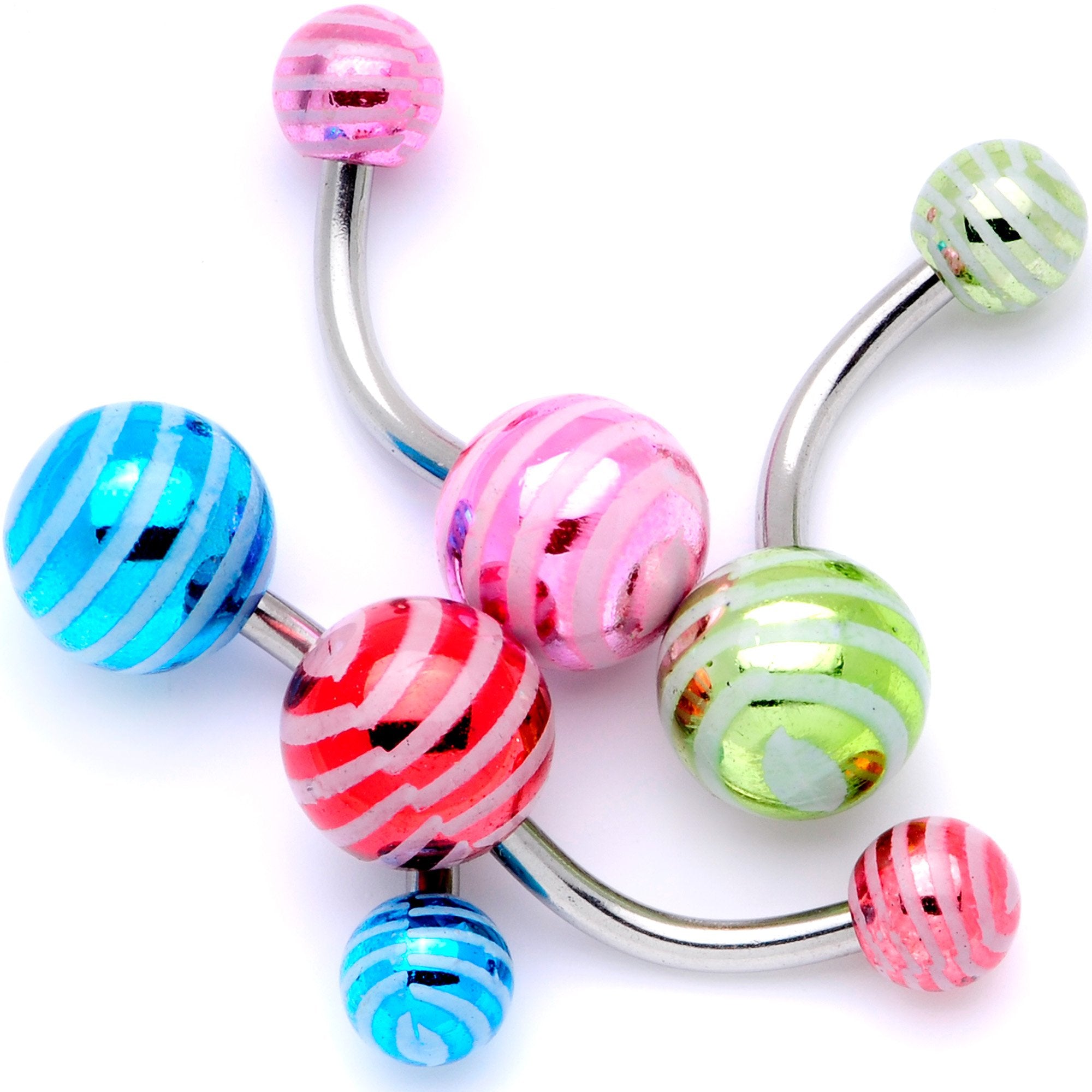 Parade of Color Stripes Party Pack Belly Ring Set of 4