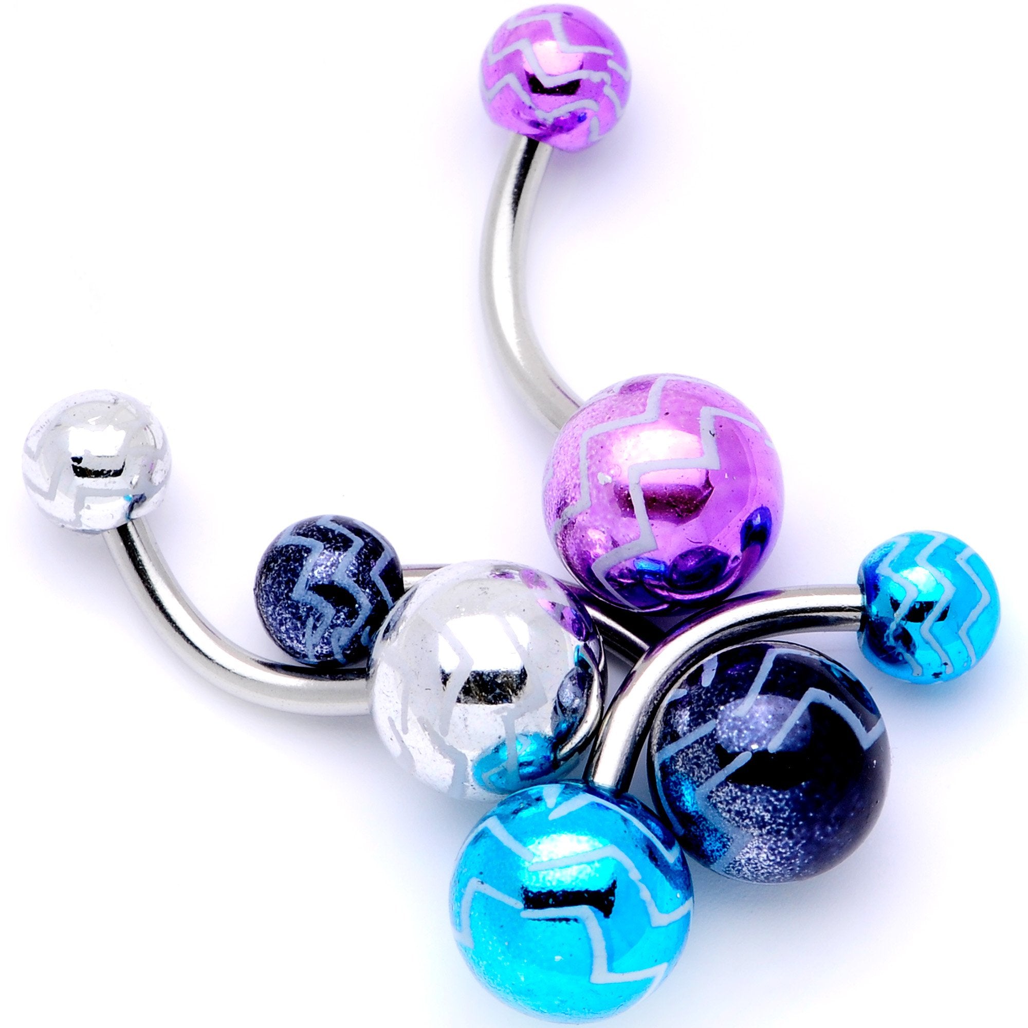 Parade of Color Zig Zag Party Pack Belly Ring Set of 4