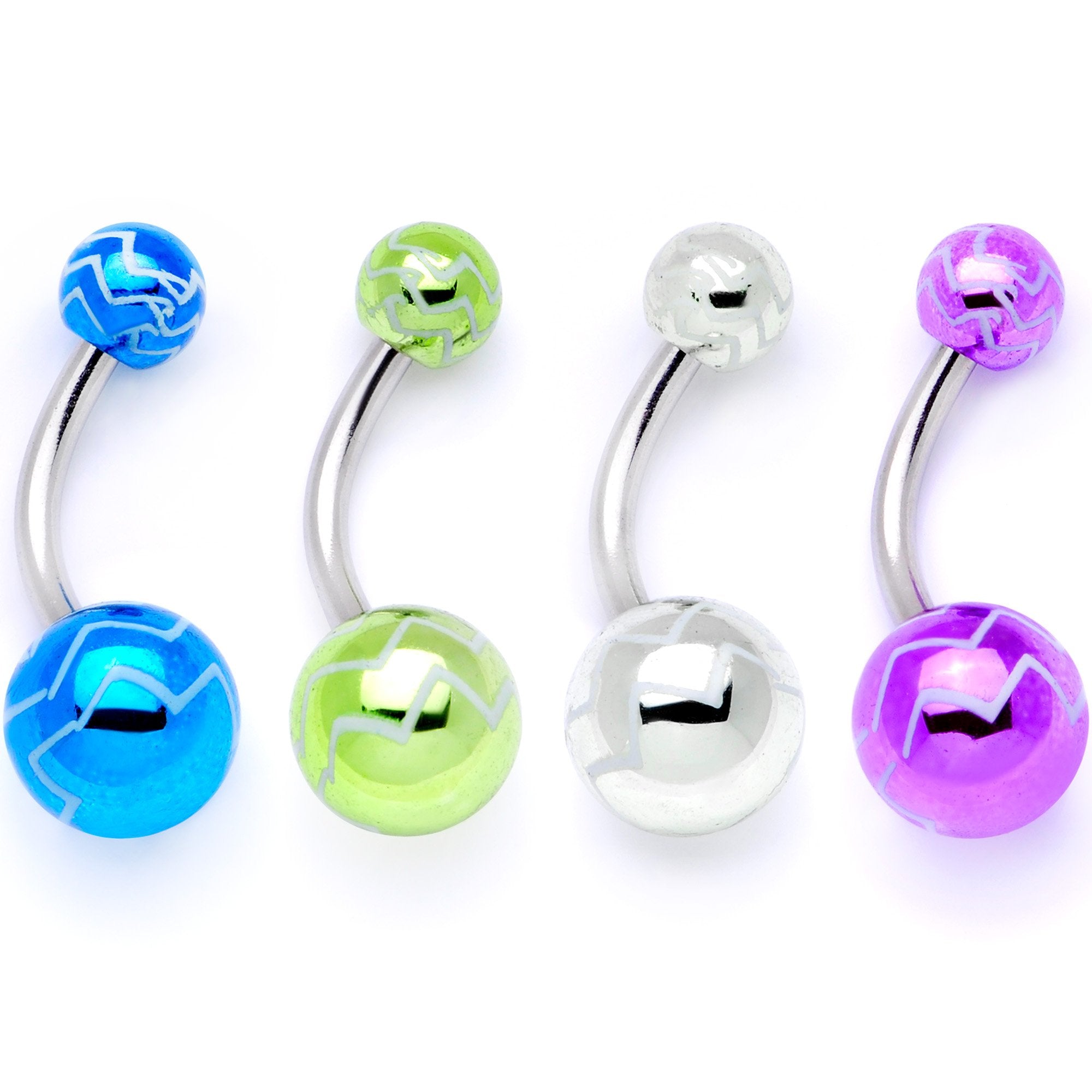 Parade of Cool Zig Zag Party Pack Belly Ring Set of 4