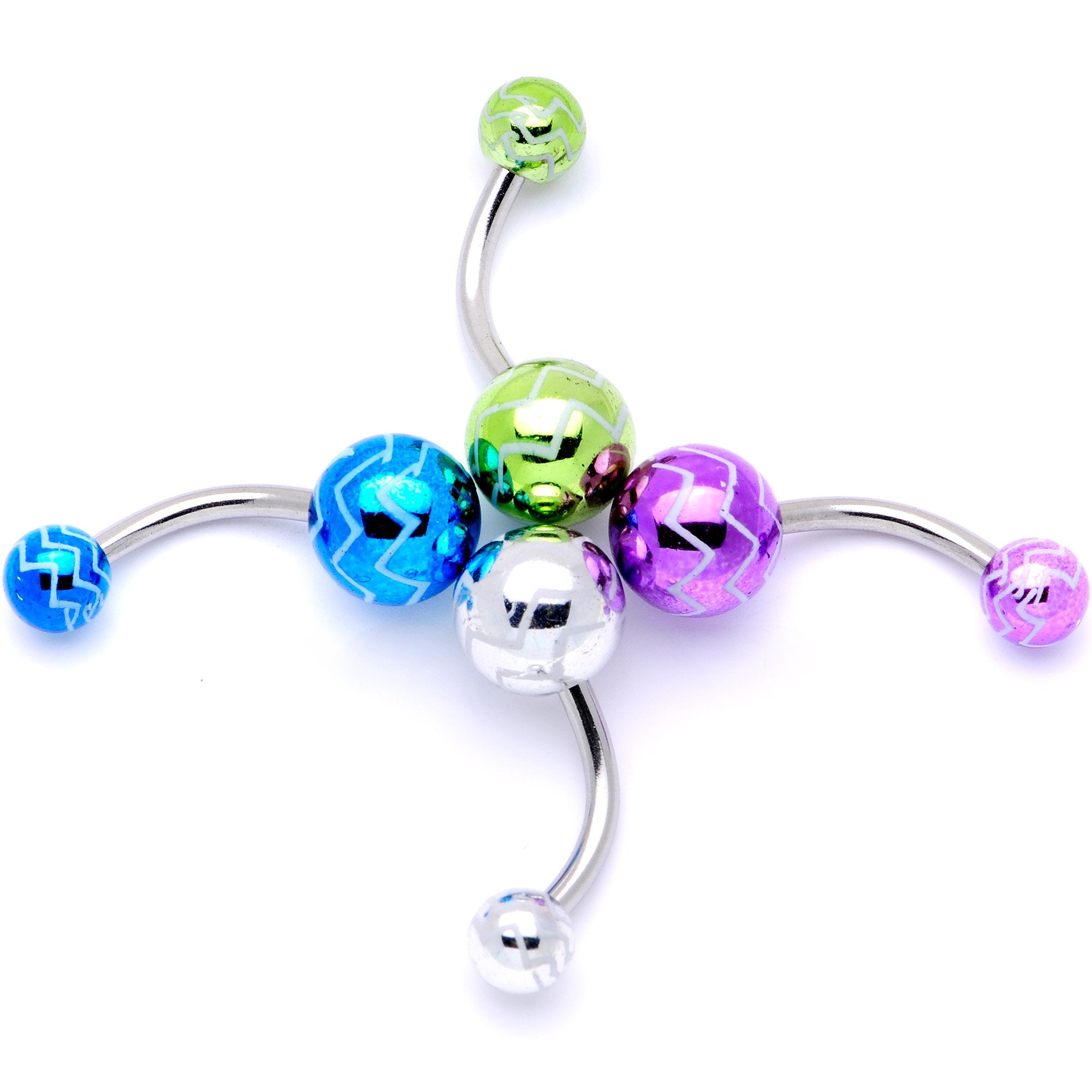 Parade of Cool Zig Zag Party Pack Belly Ring Set of 4