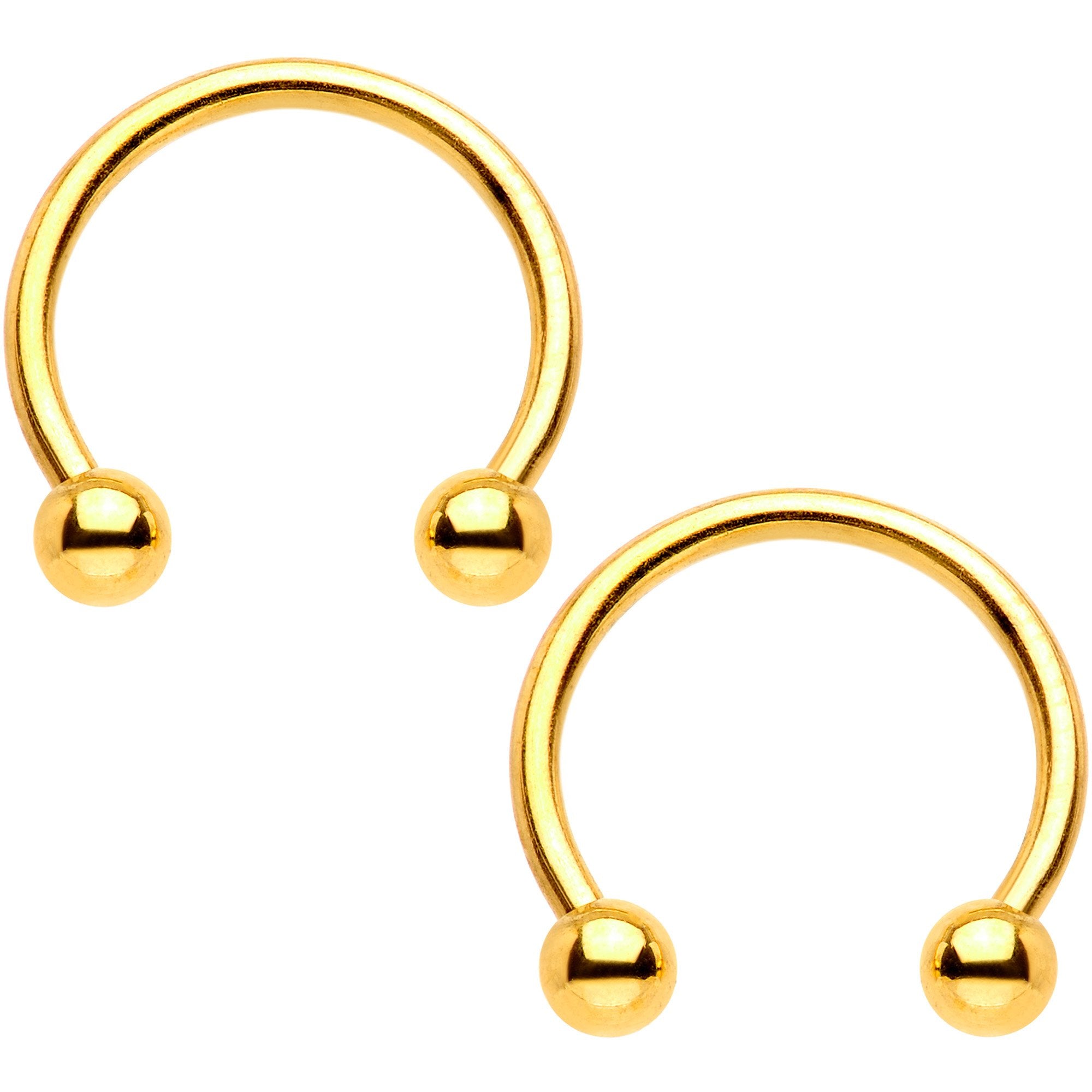 16G 3/8 Gem Golden Night Sky Horseshoe BCR Captive Ring Set